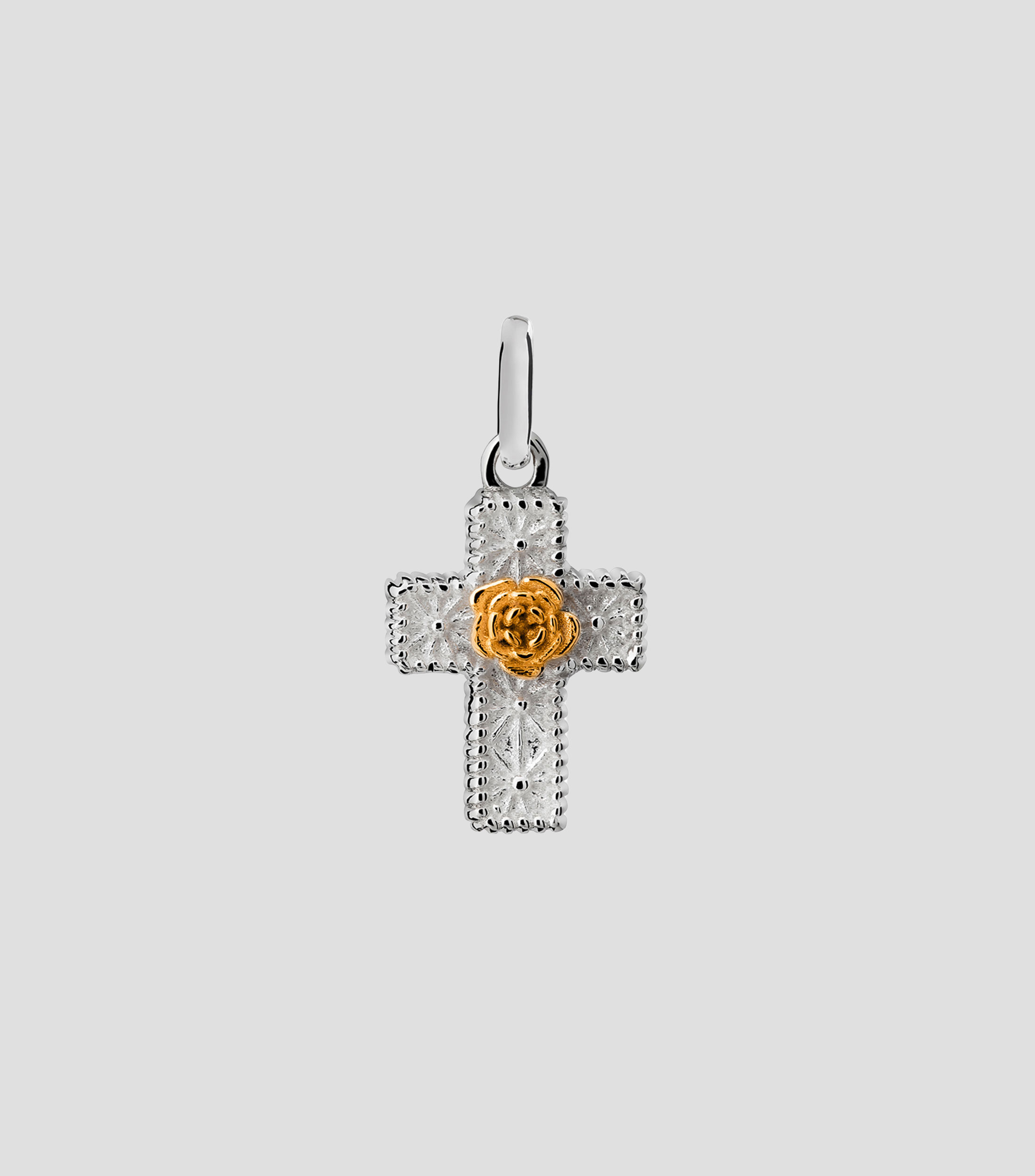 Charm en plata Cruz de Flores Unisex