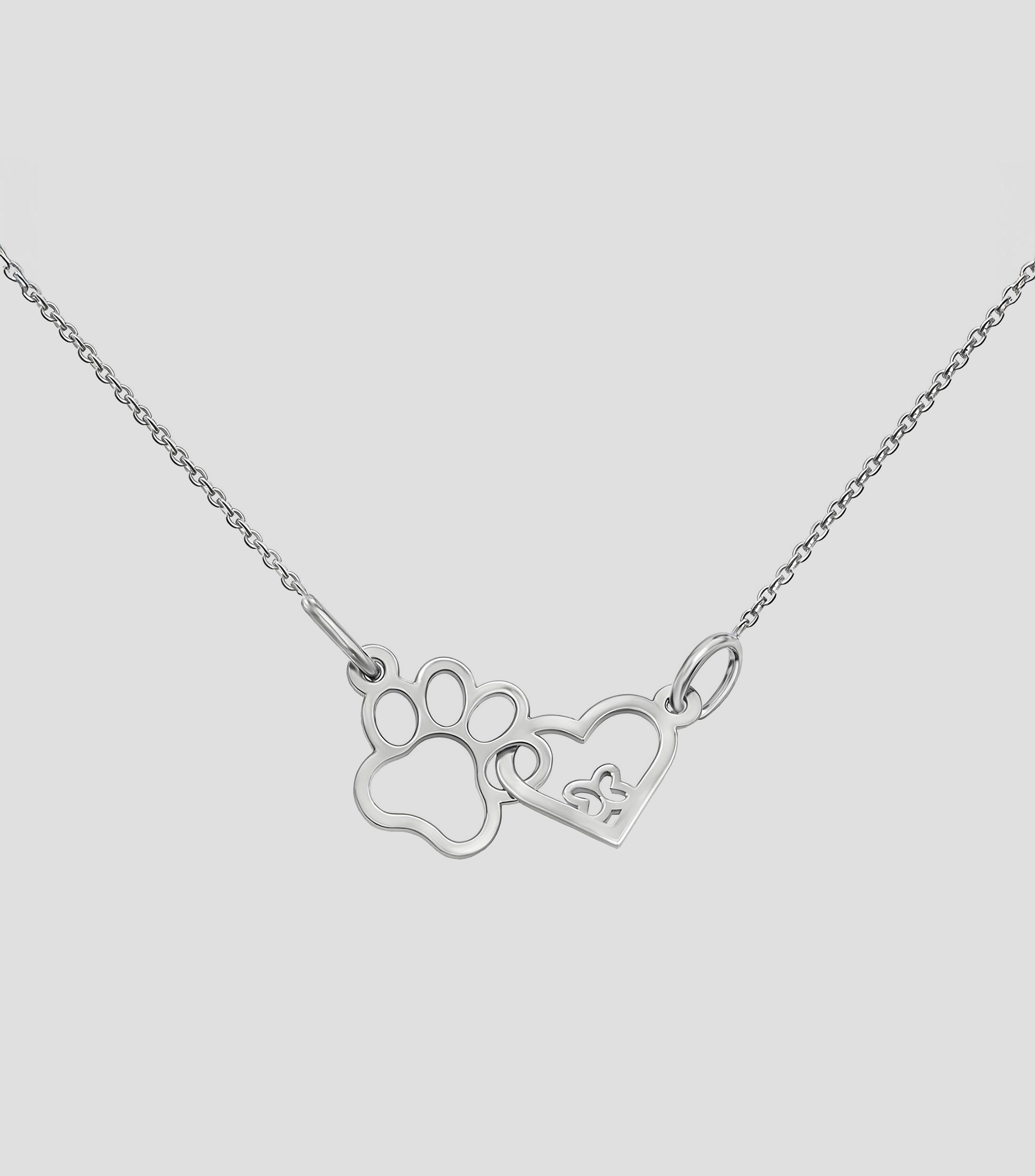 Dije con cadena en plata .925 Huellita enlazada Mujer