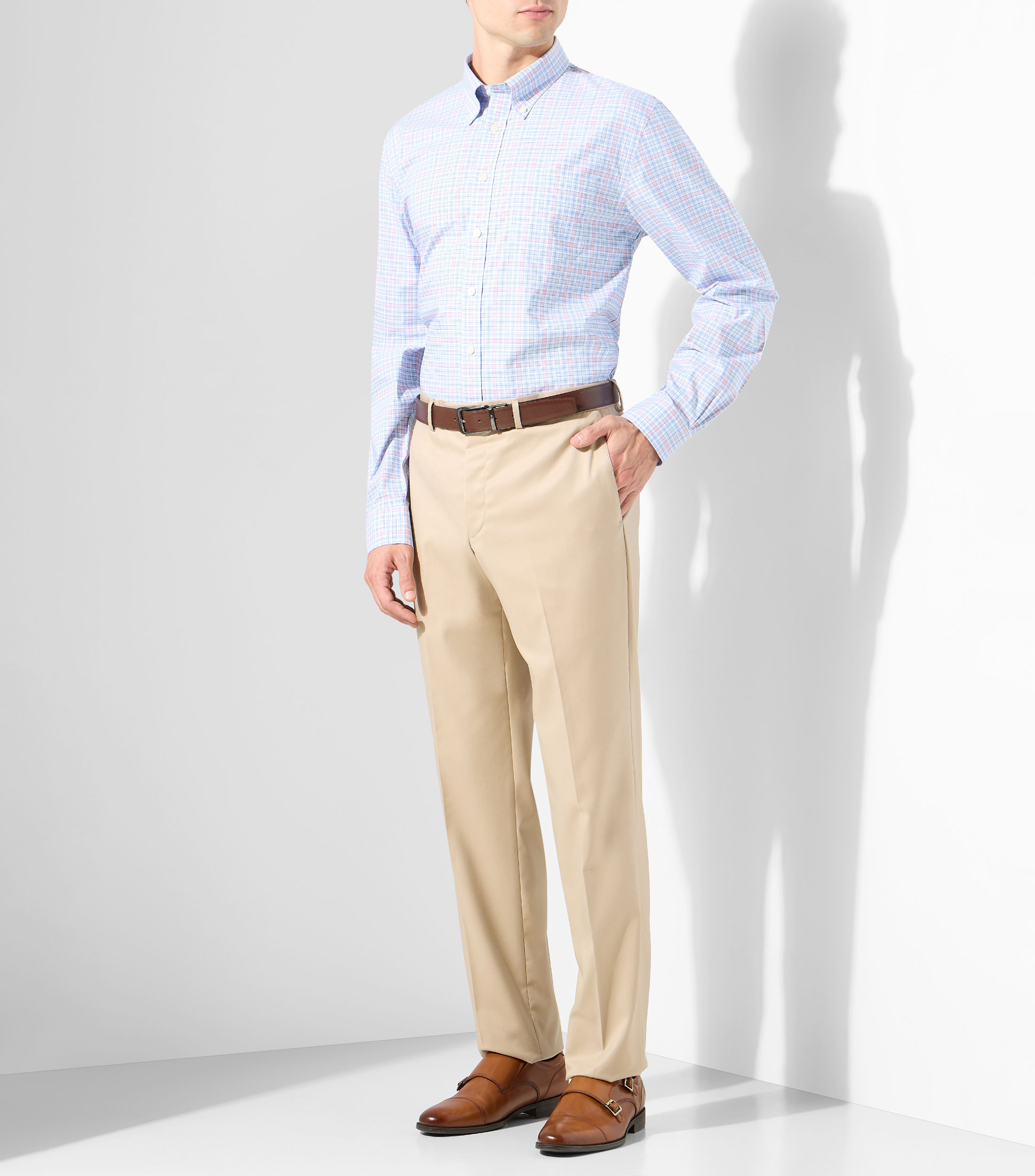 Camisa con cuadros manga larga Hombre