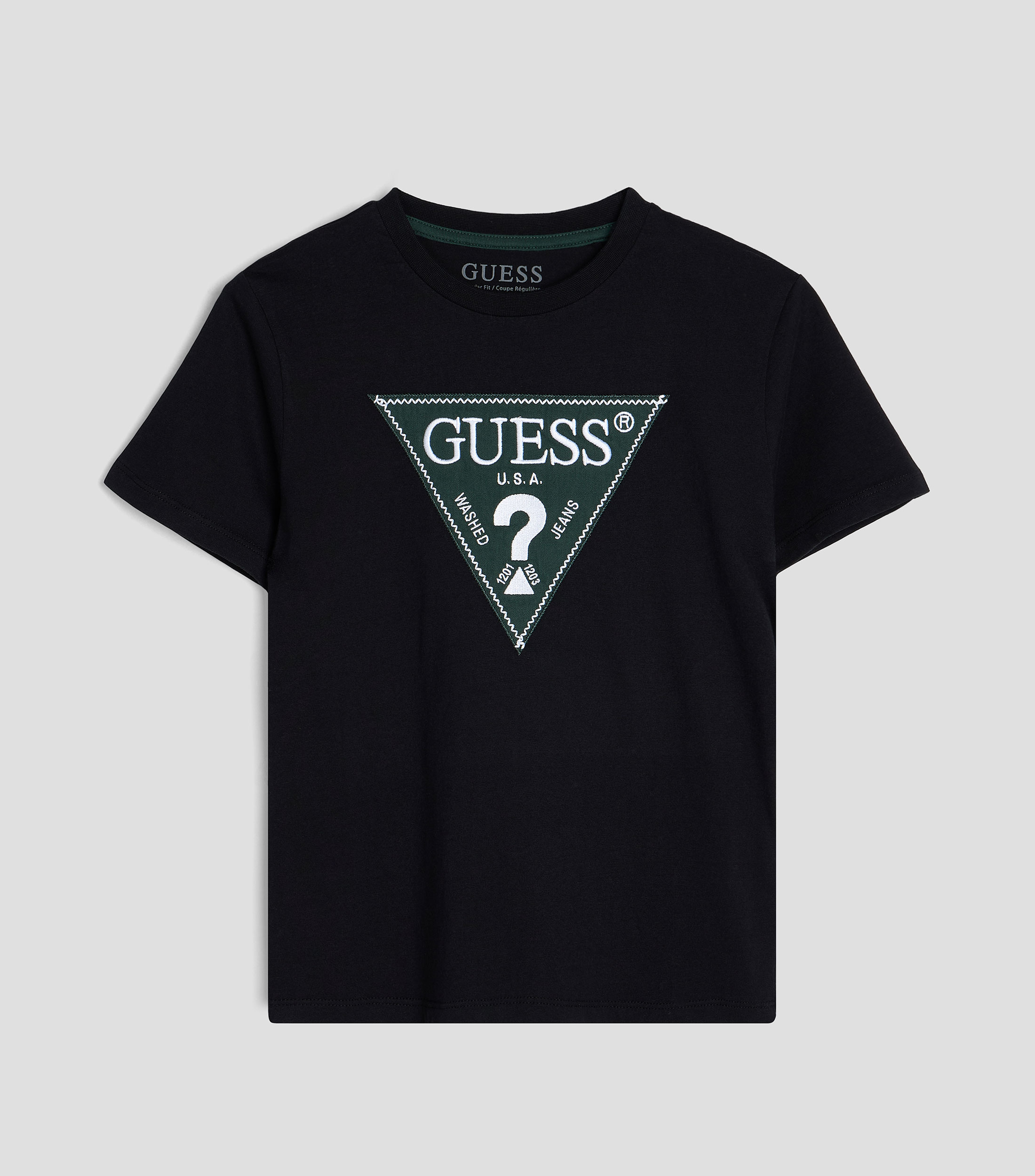 Playera de cuello redondo con manga corta y bordado Niño