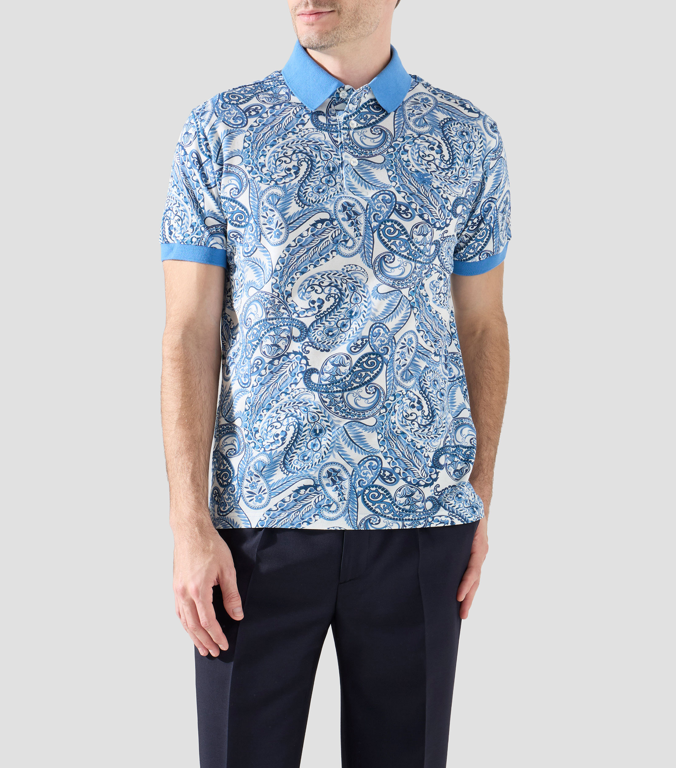 Playera tipo polo manga corta estampada Hombre