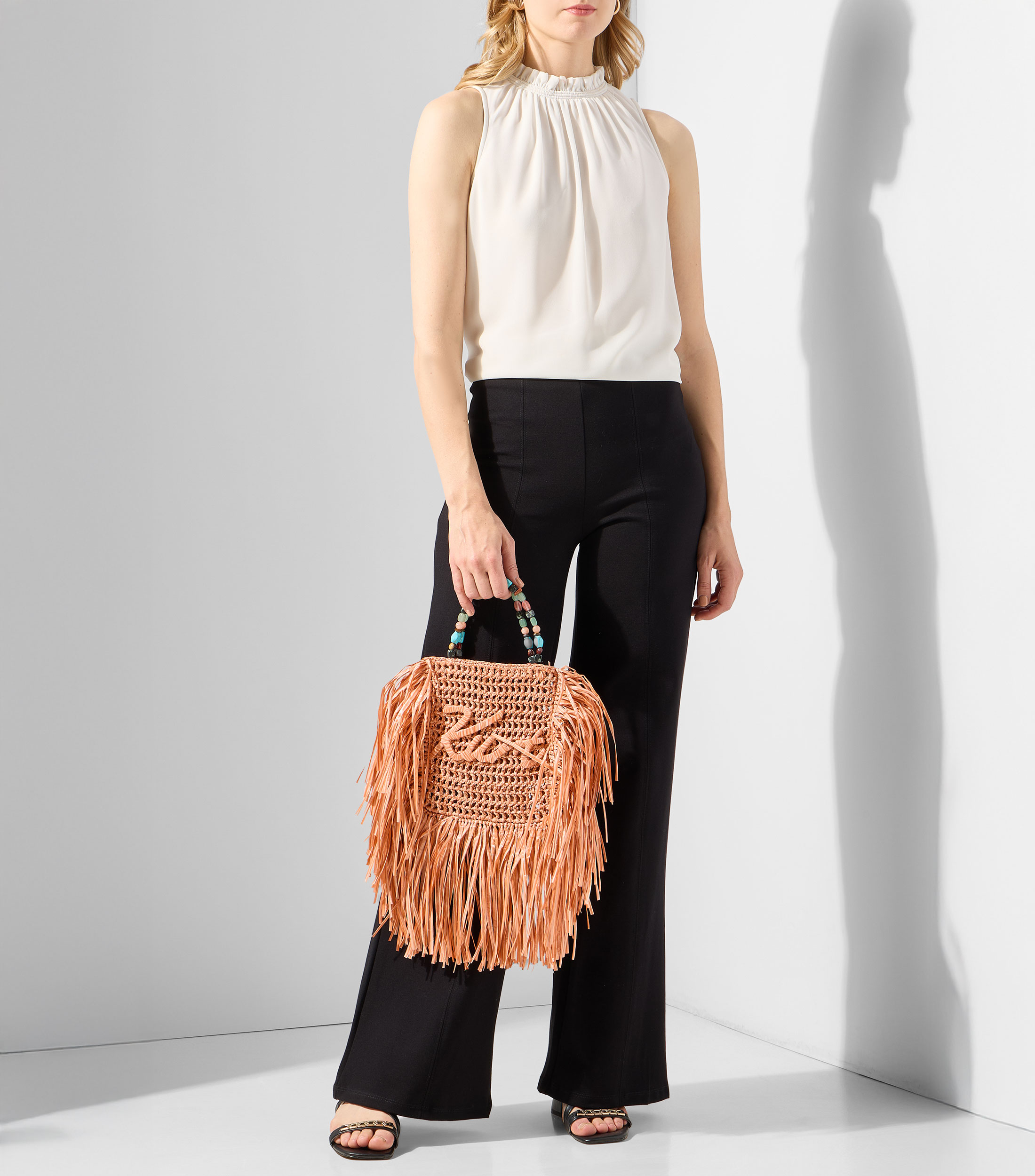 Bolsa mini tote Fringe jaspeada Mujer