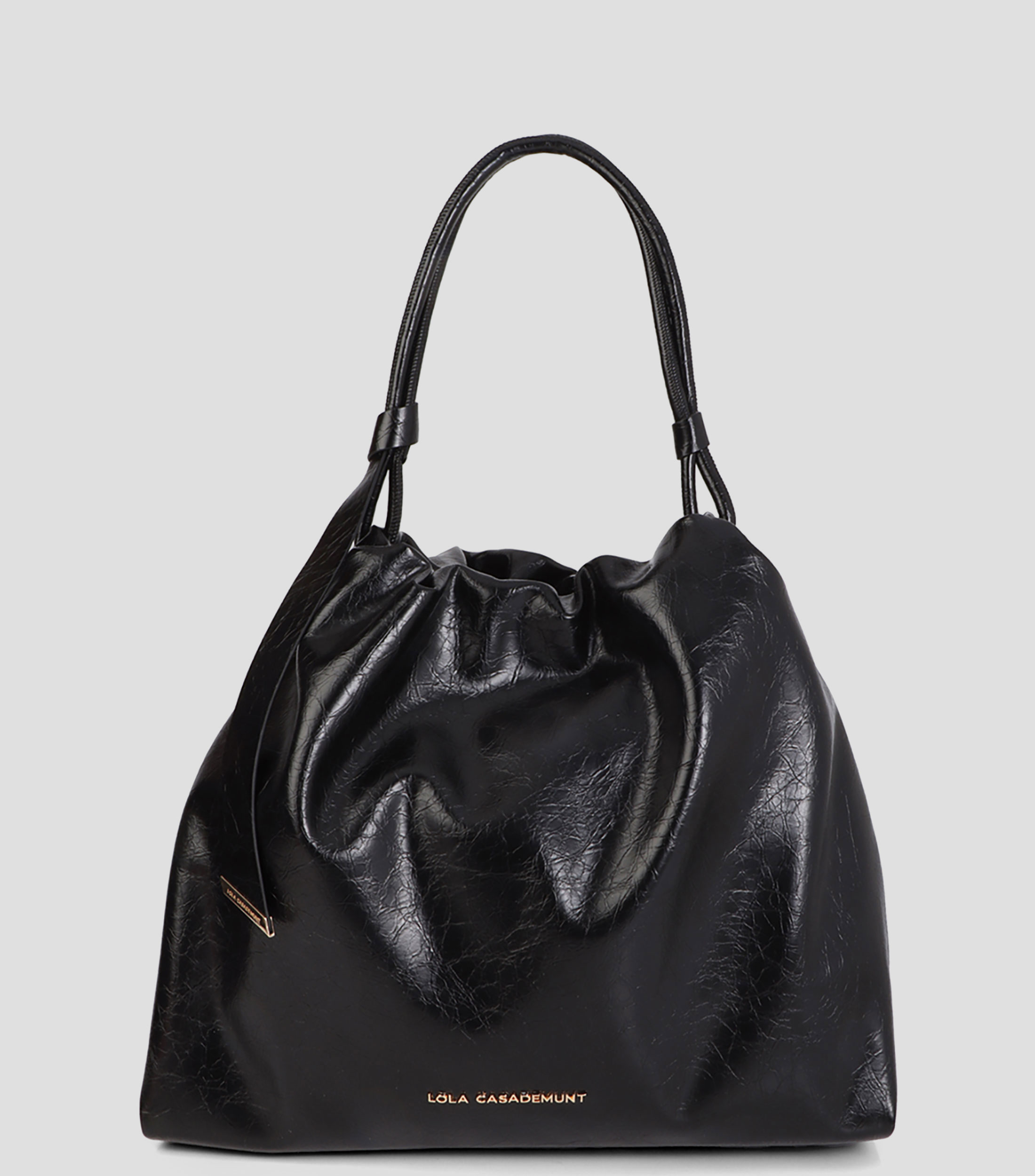Bolsa tote negra lisa con textura Mujer