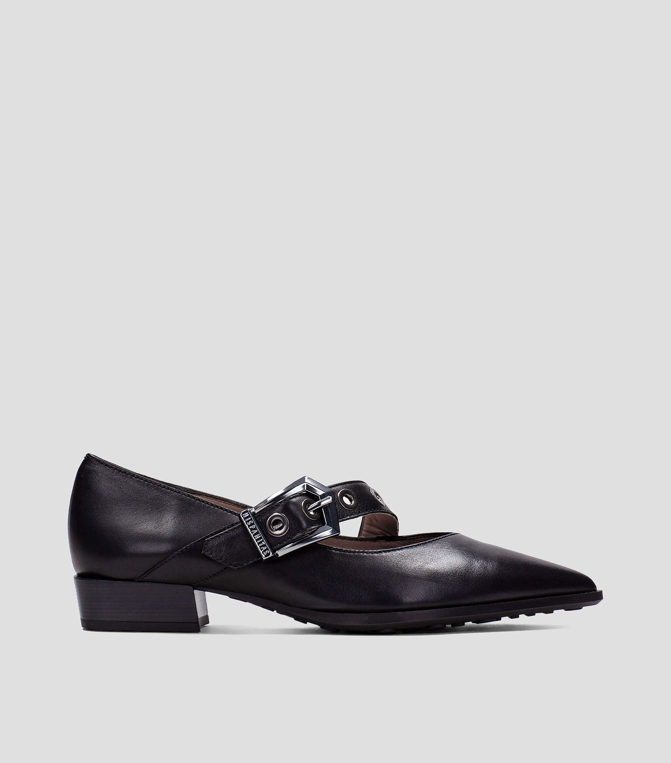 Flats Turín en piel con tacón bajo ancho Mujer