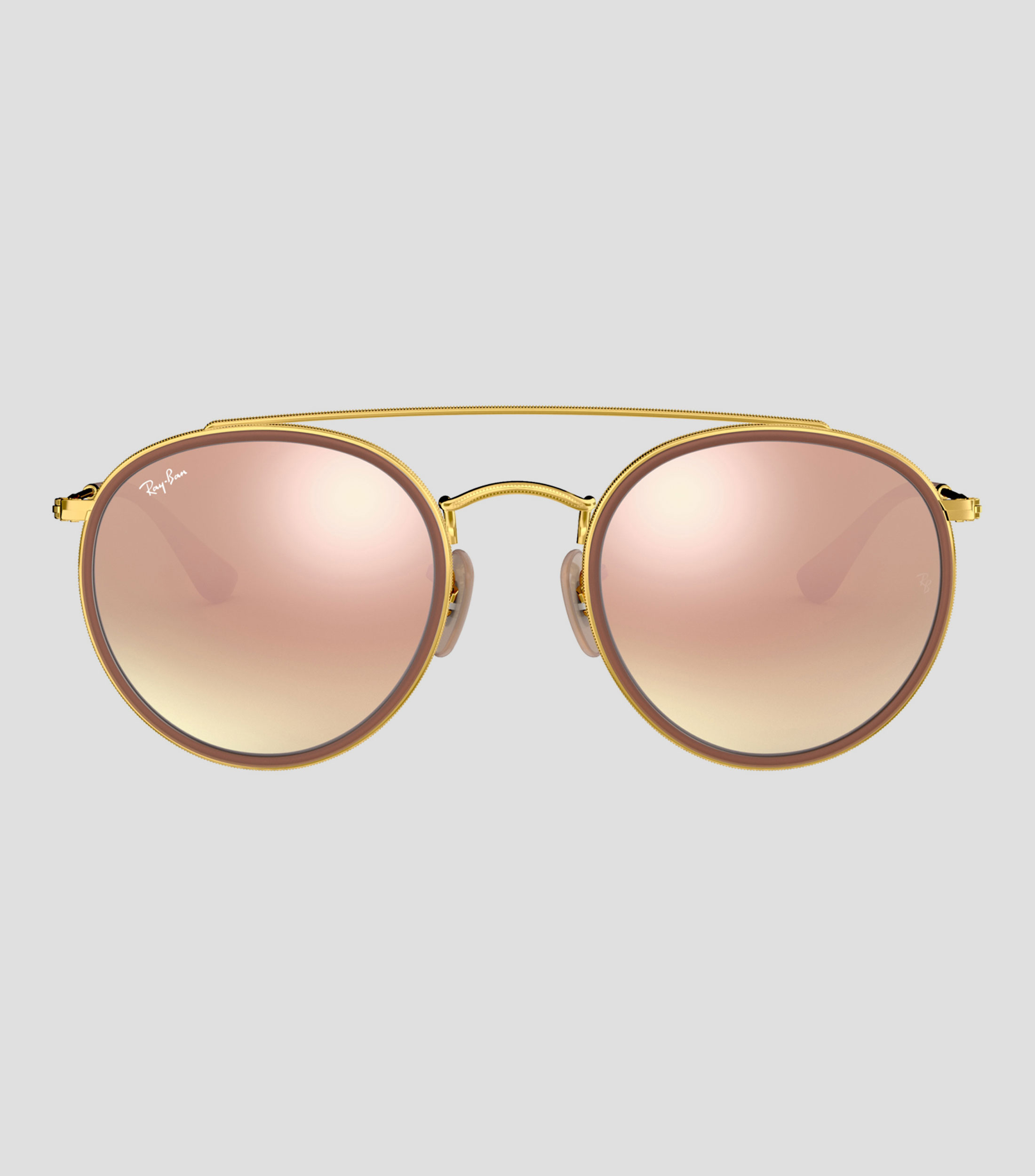 Lentes de sol redondos Round Double Bridge dorados Unisex