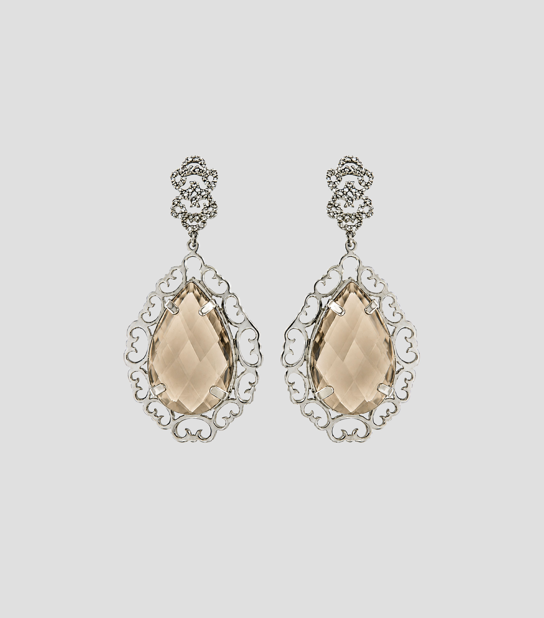 Aretes en Plata .925 con cristal facetado y circonias Mujer
