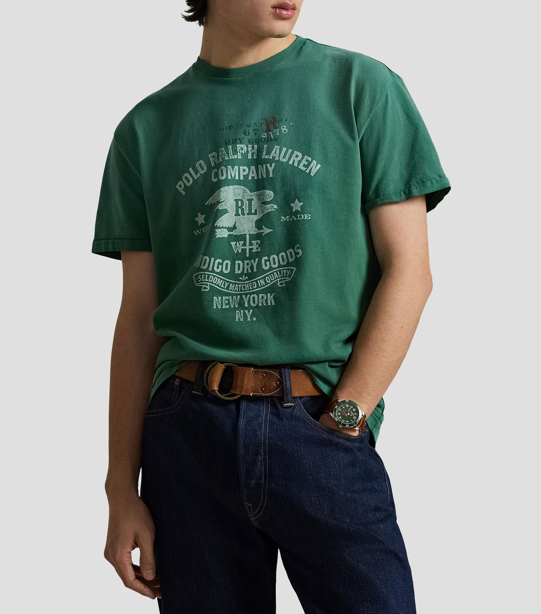 Playera cuello redondo manga corta estampada Hombre