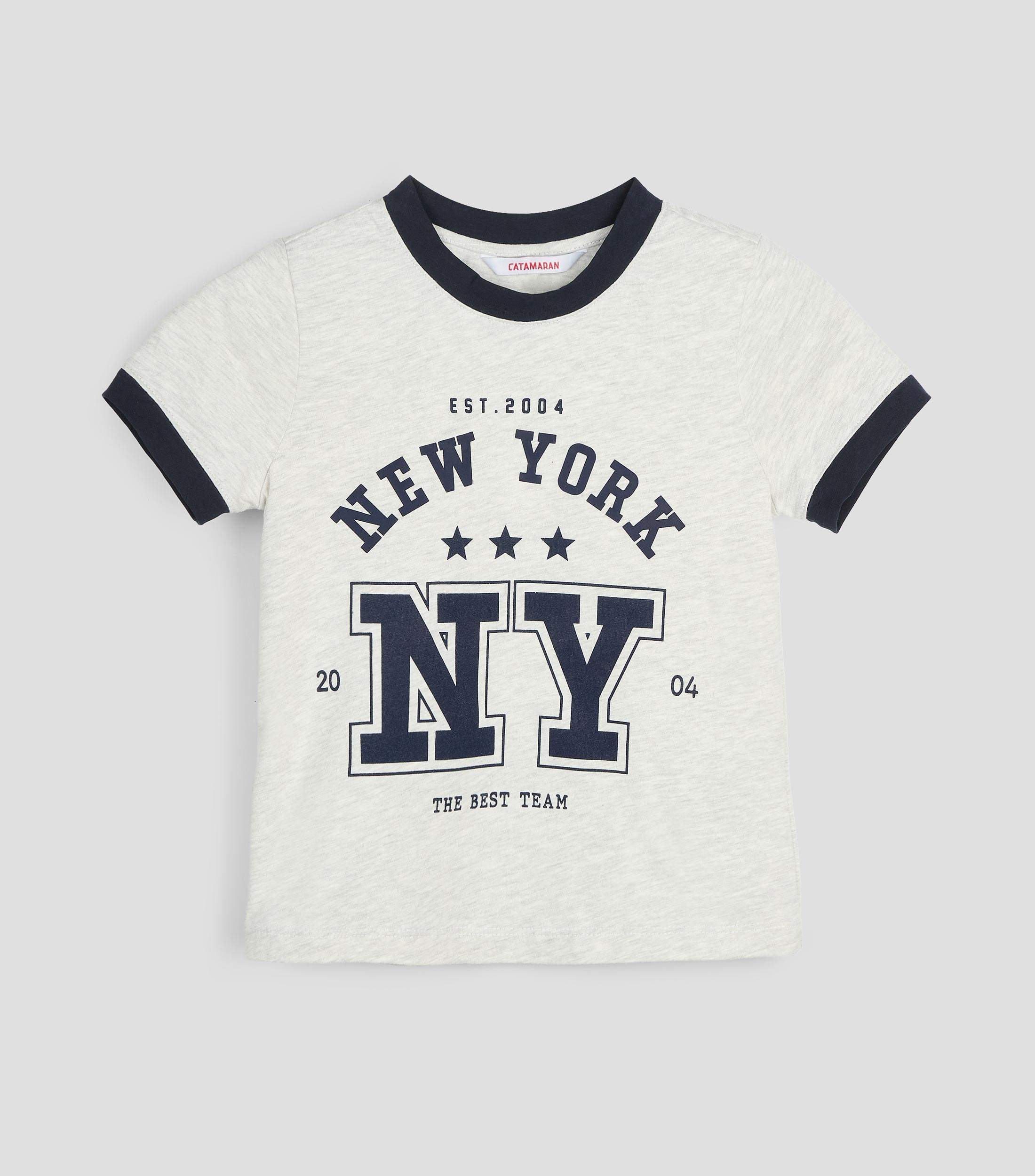 Playera cuello redondo manga corta estampada Niña