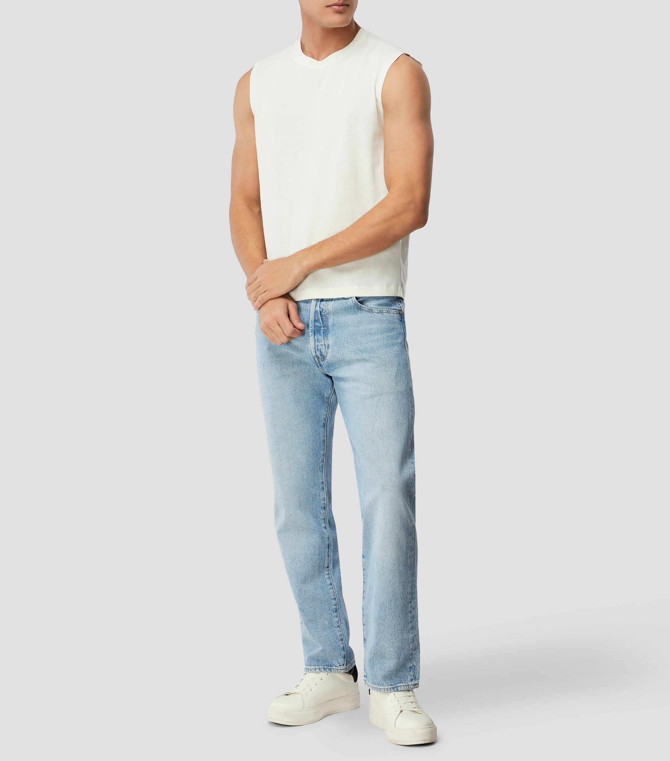 Playera cuello redondo sin mangas lisa Hombre