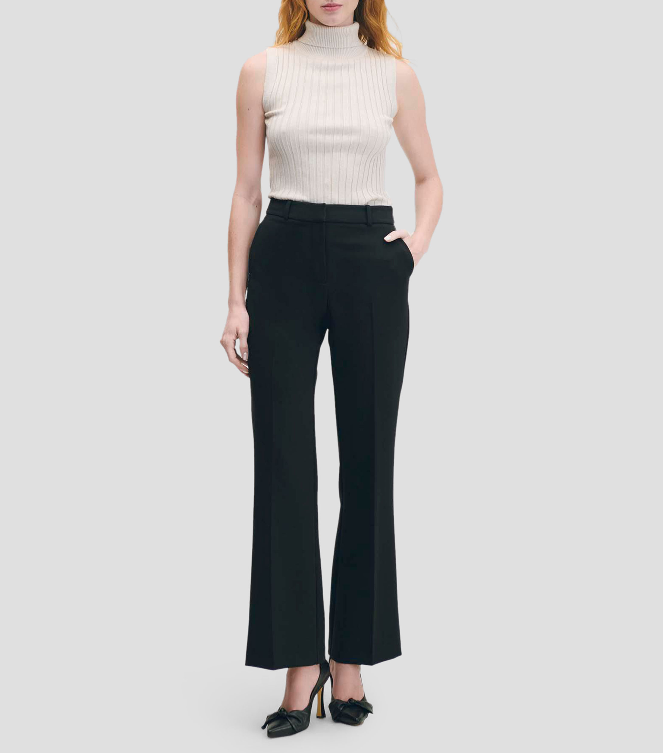 Pantalón Sastre Recto Fluido de Tiro Alto Mujer