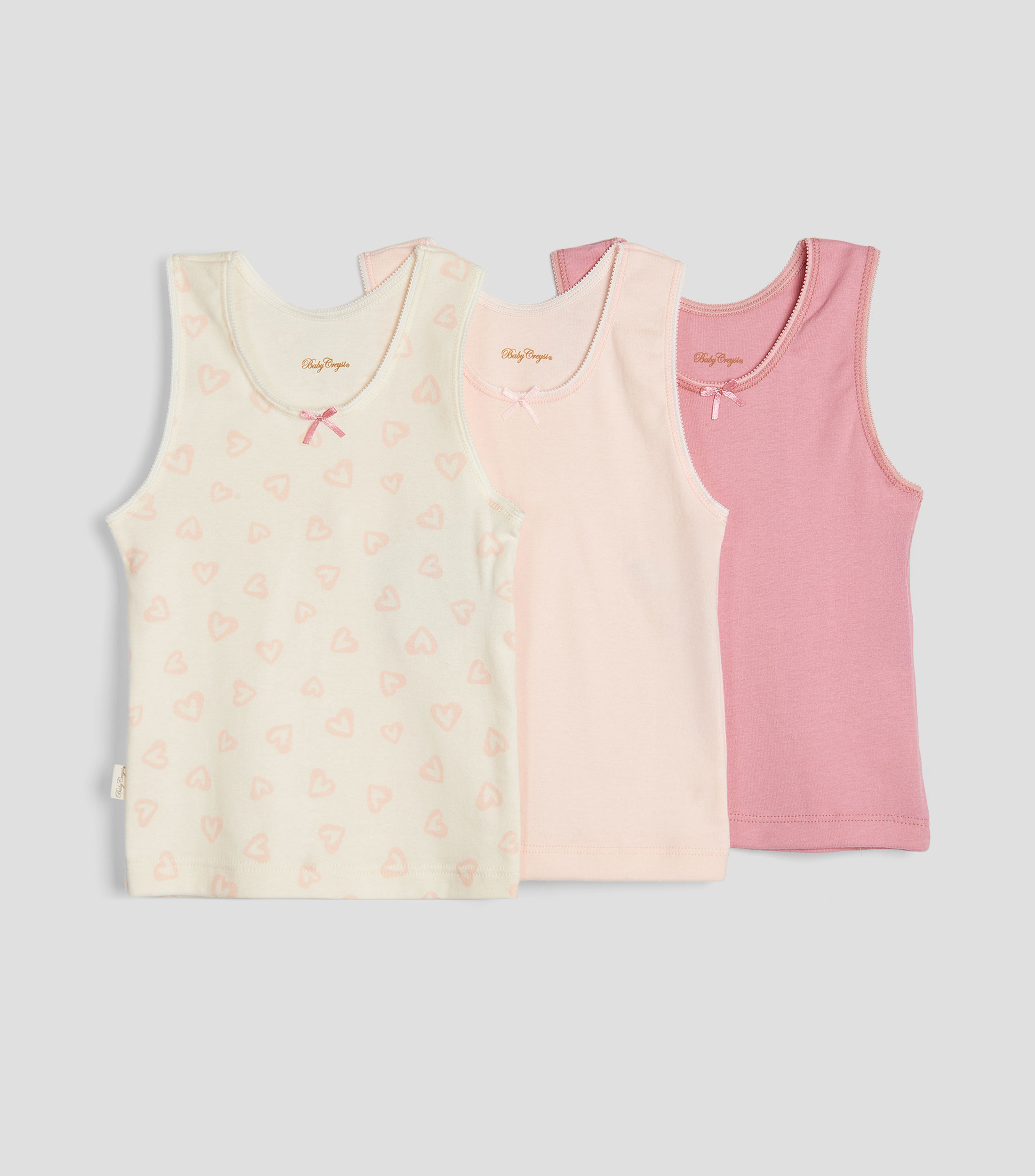Set 3 playeras de cuello redondo sin mangas estampadas Niña