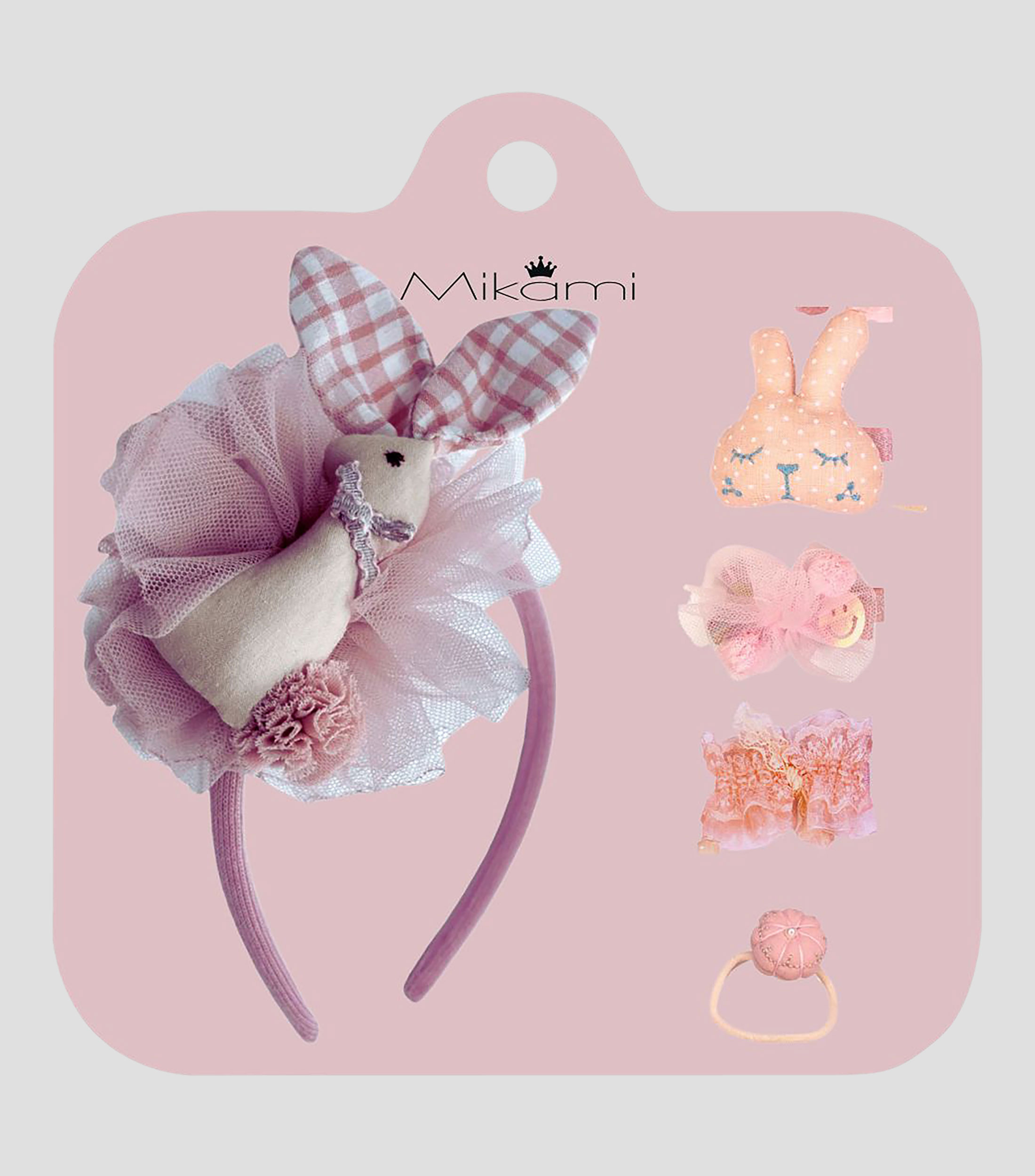 Set 5 accesorios para cabello Conejo Rosa Niña