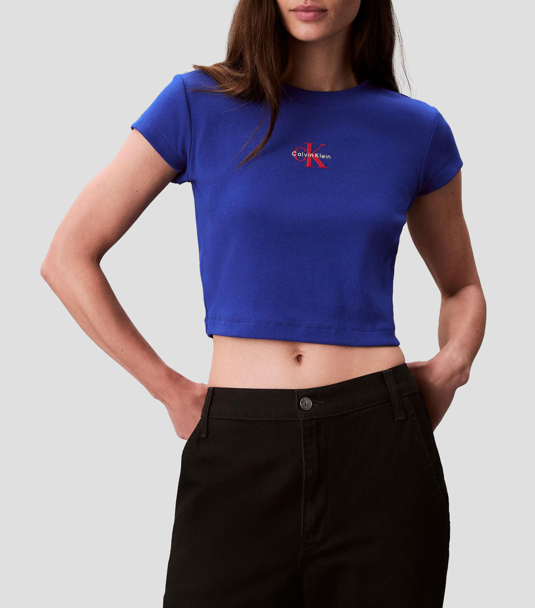 Playera cuello redondo manga corta lisa Mujer