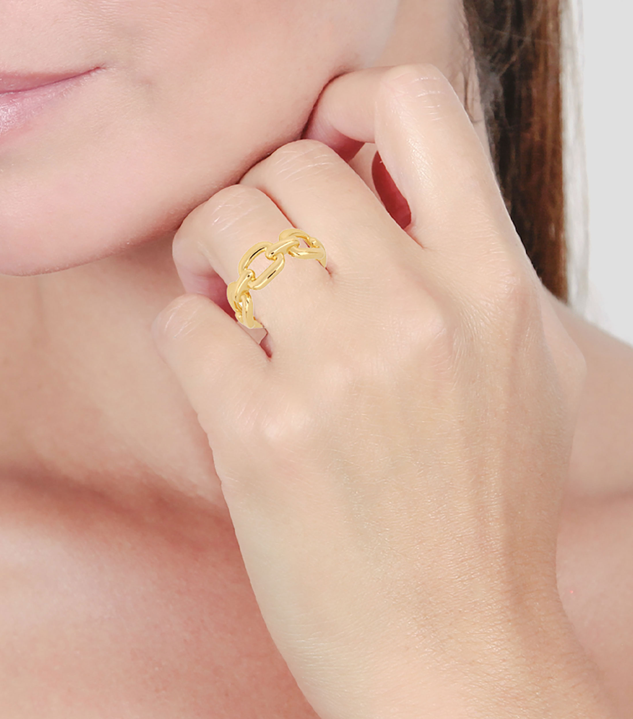 Anillo de oro eslabonado Mujer