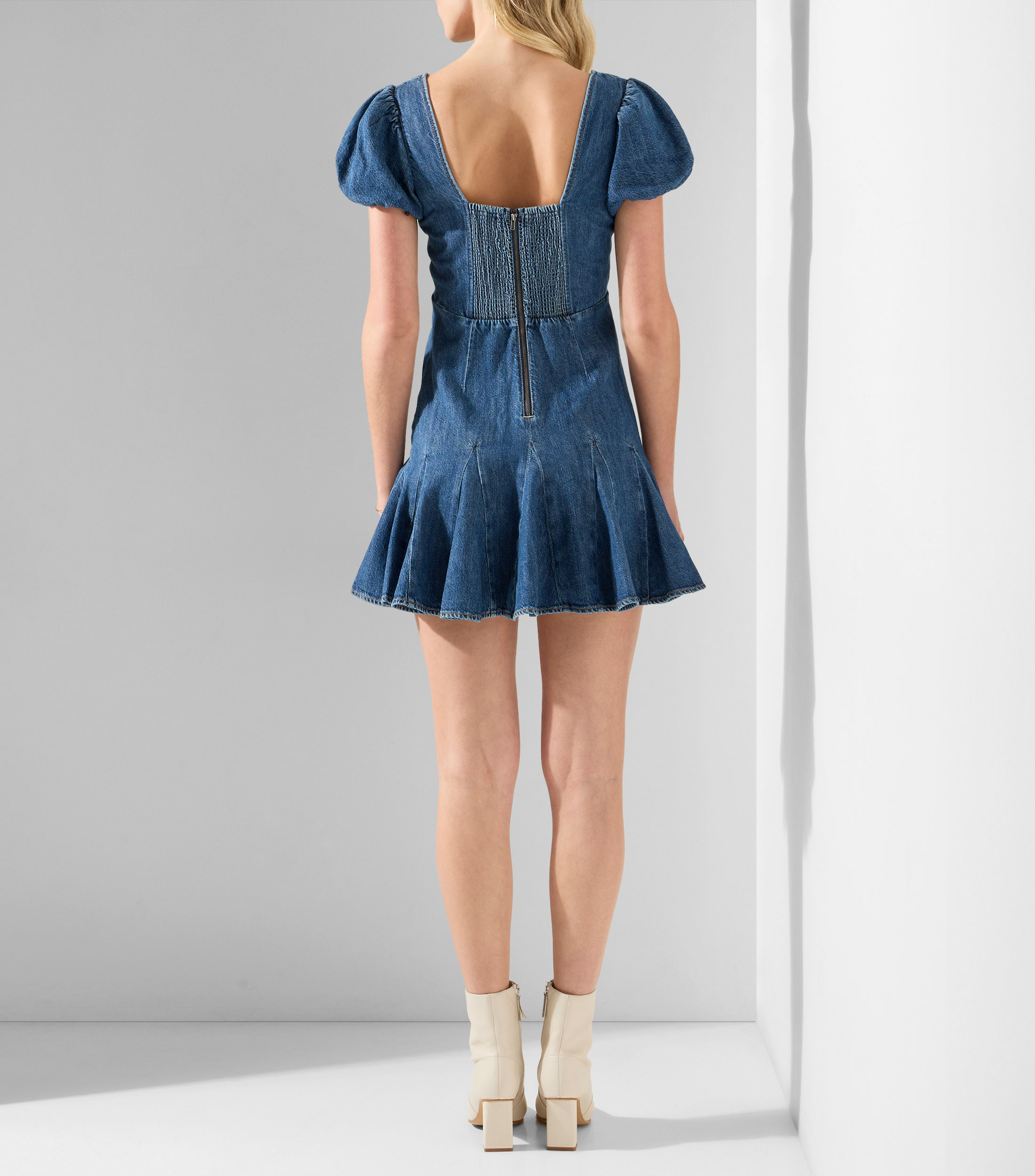 Vestido mini de mezclilla liso Fara Mujer