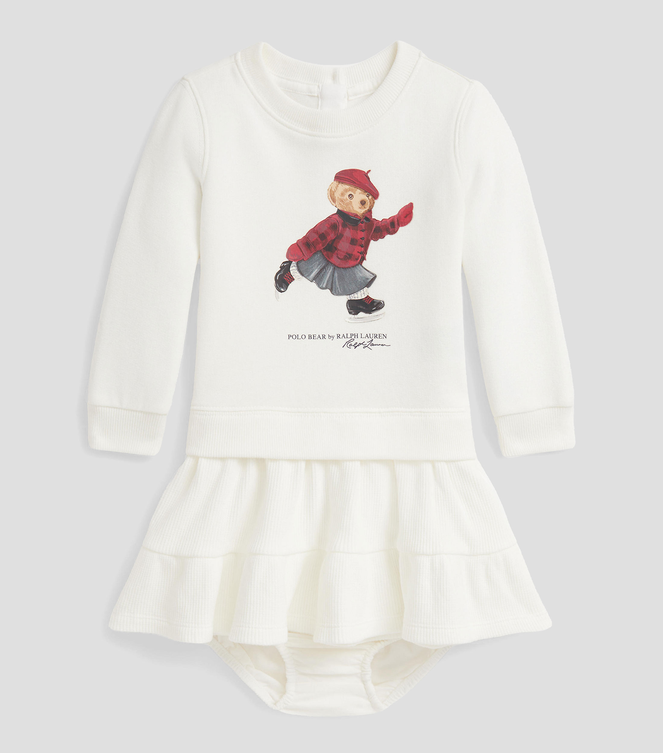 Vestido manga larga con Oso Polo Bebé