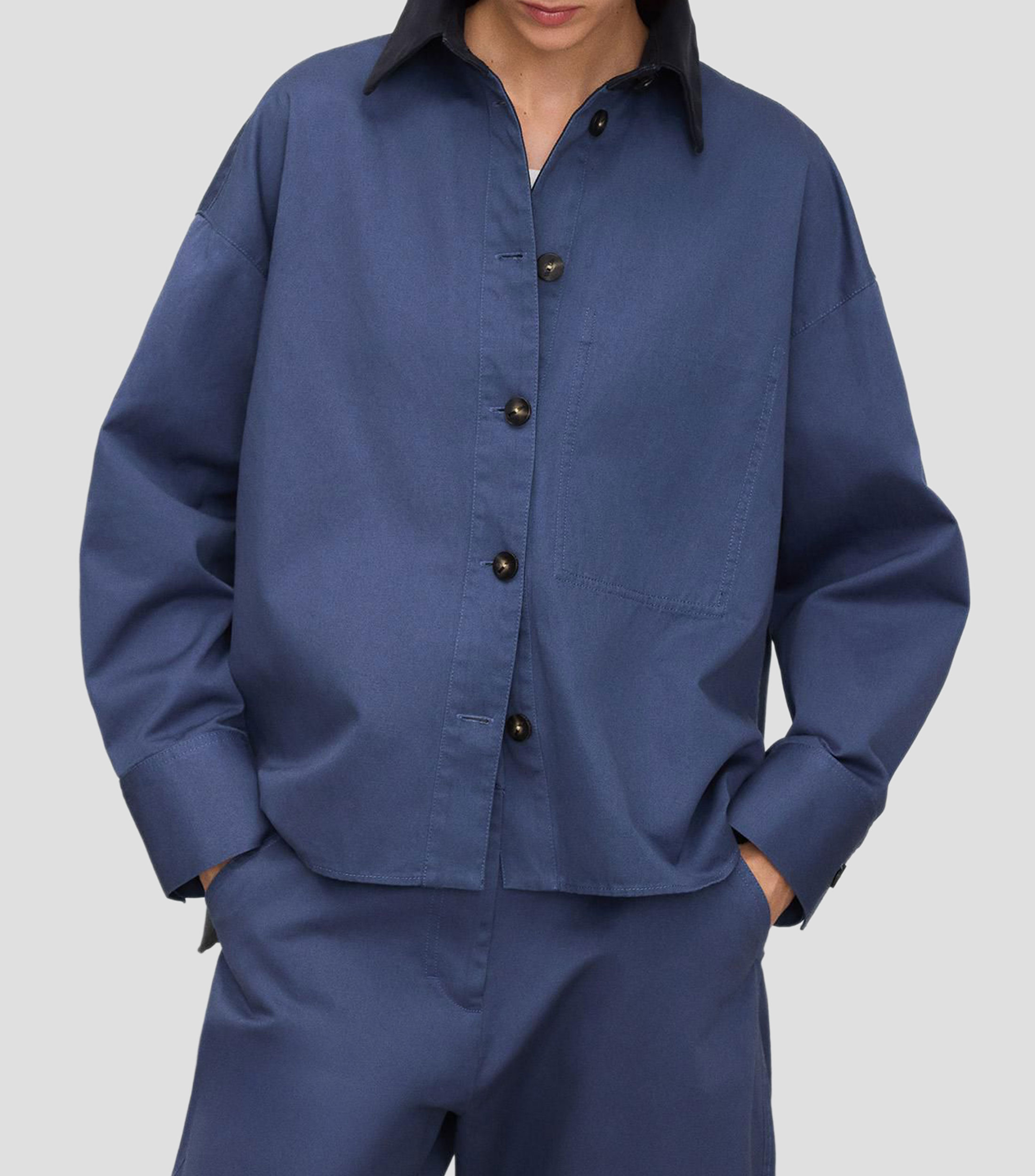 Camisa lisa manga larga Mujer