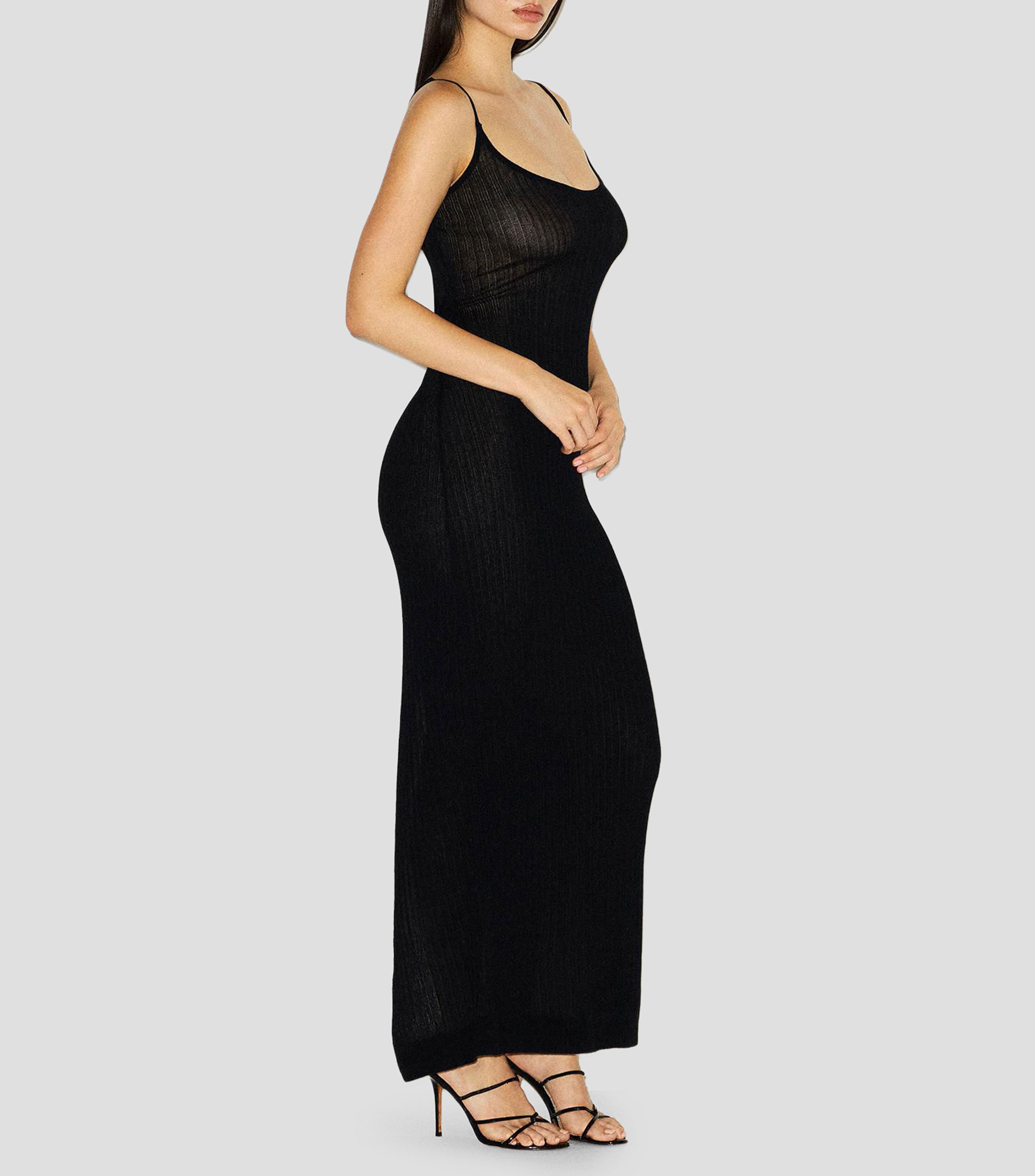 Vestido midi liso Mujer
