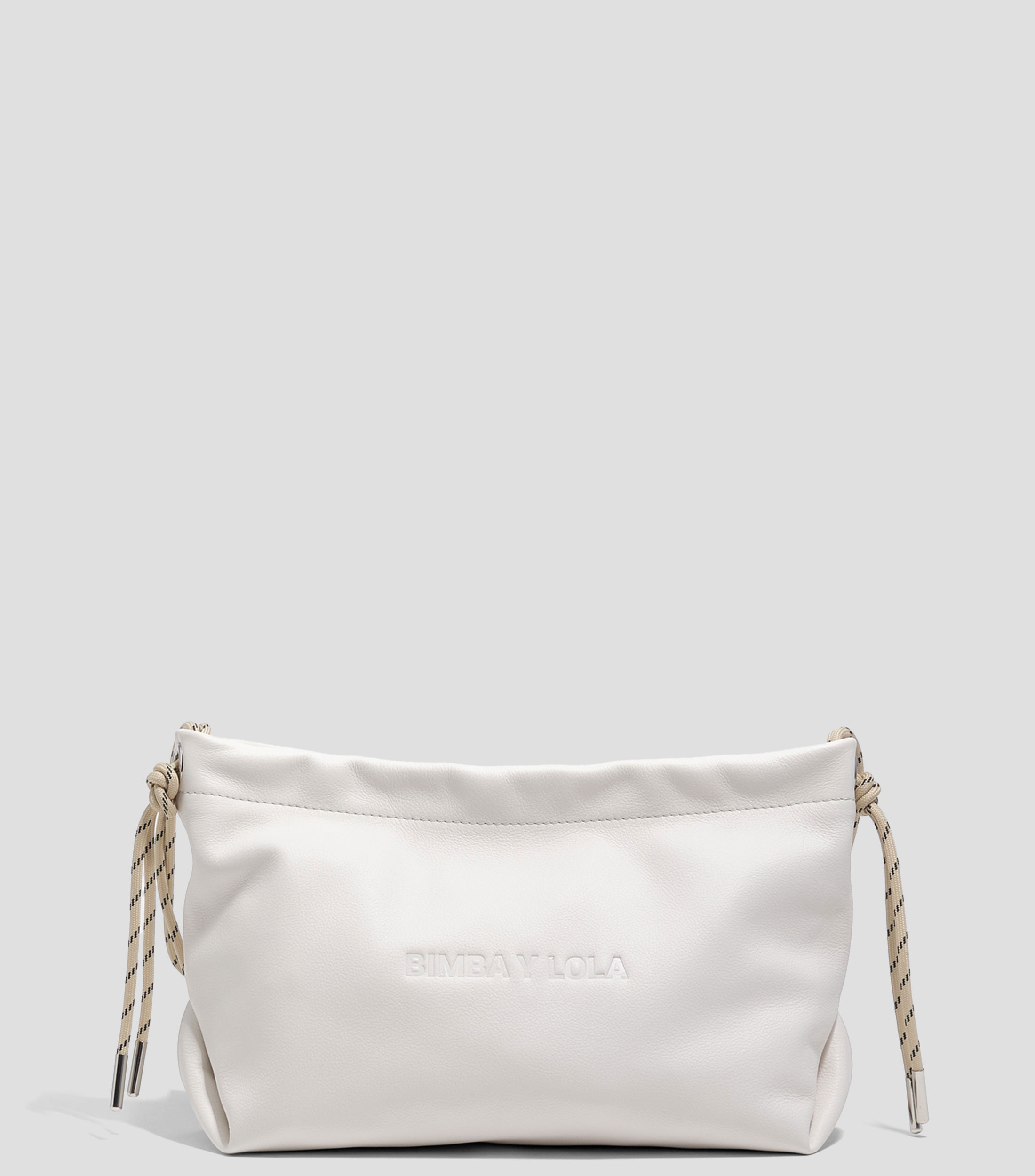 Bolso shoulder Paper mediano piel blanco roto Mujer