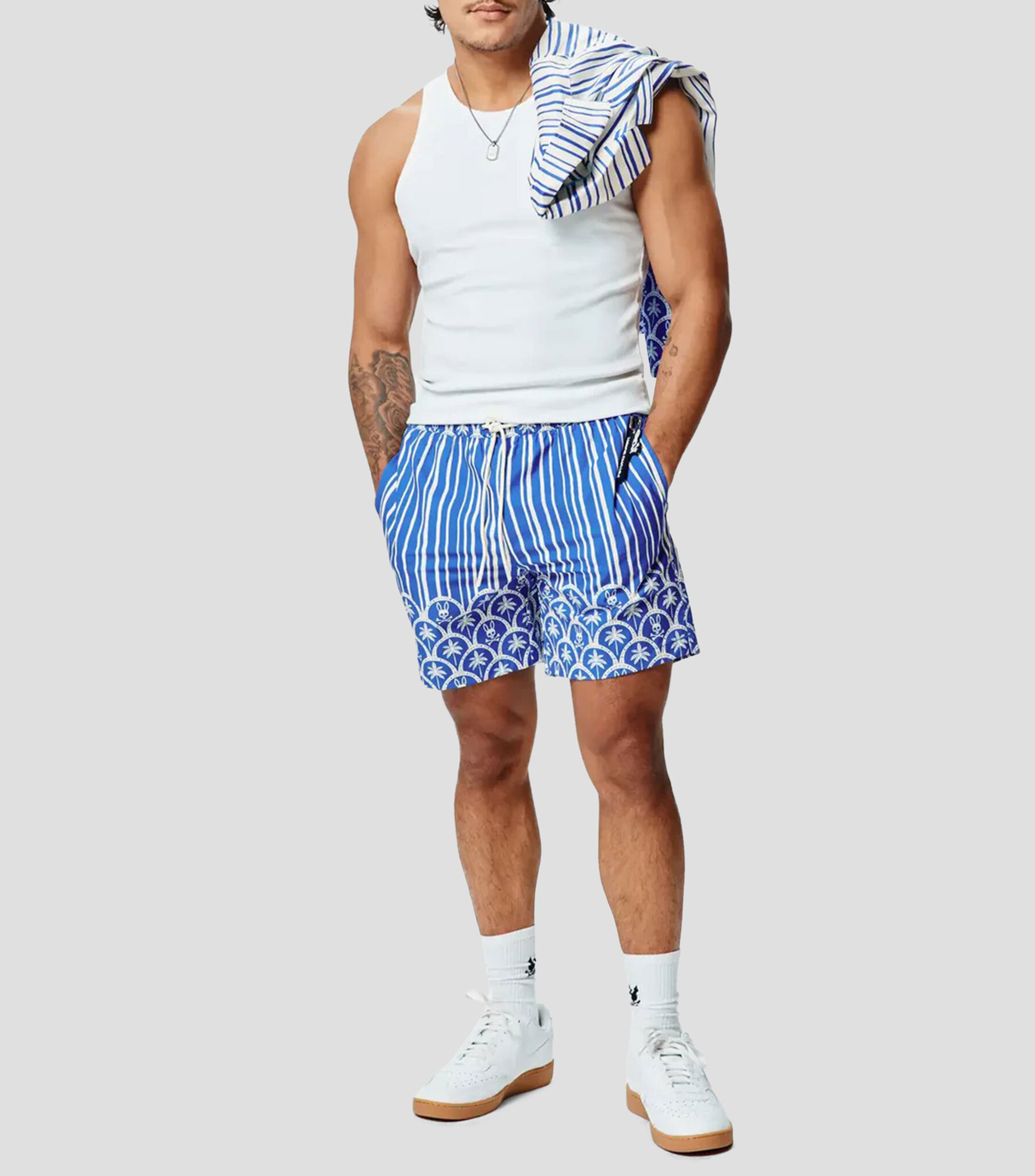 Traje de baño corto Brad Aro con estampado Hombre