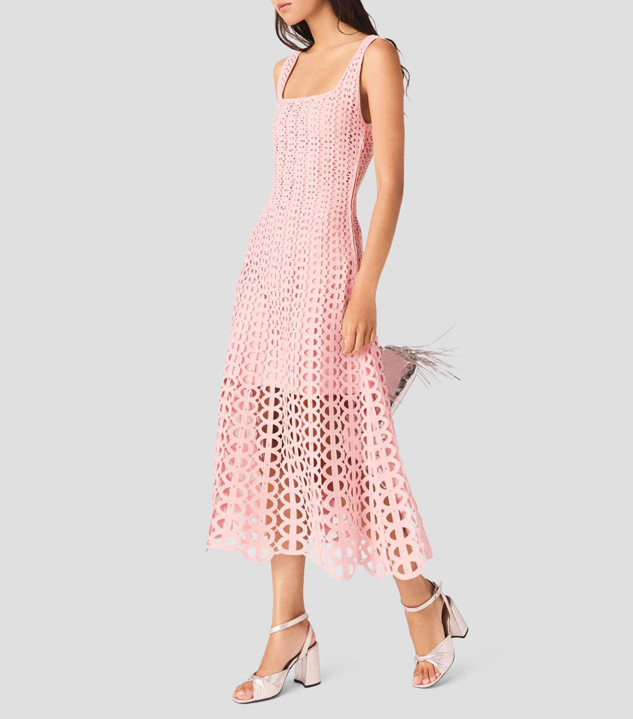 Vestido midi liso Mujer