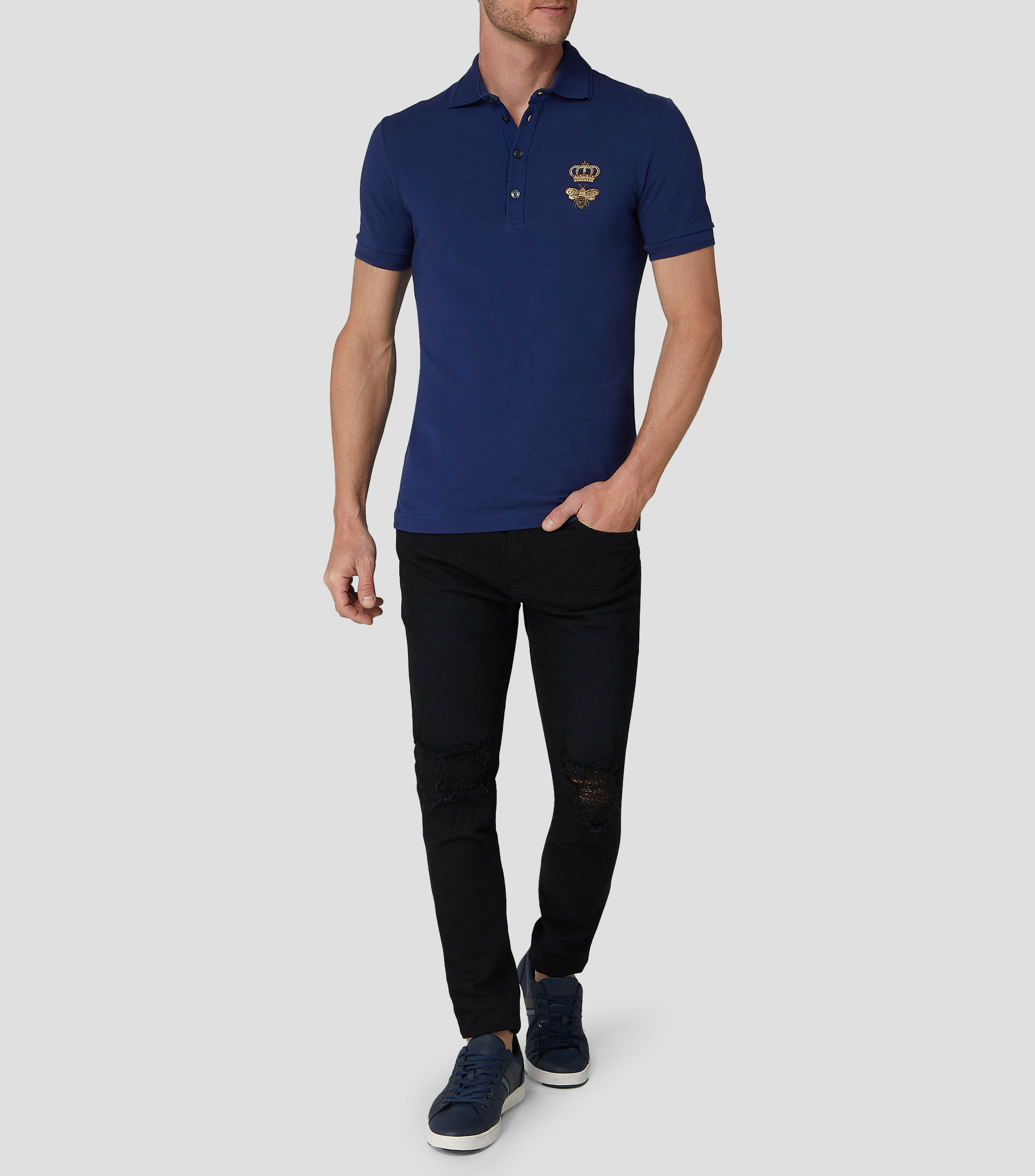 Playera tipo polo manga corta lisa Hombre