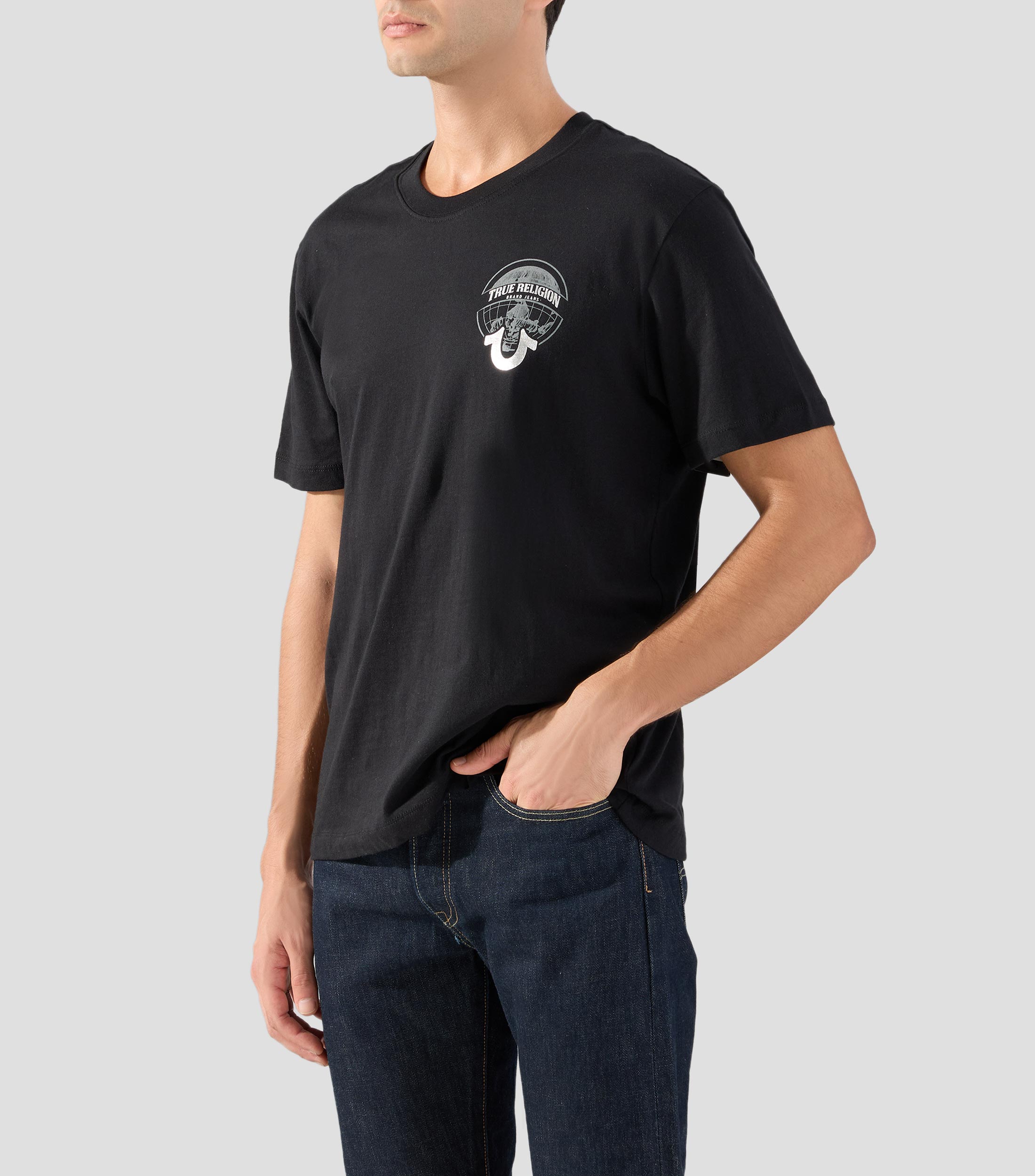 Playera cuello redondo manga corta estampada Hombre