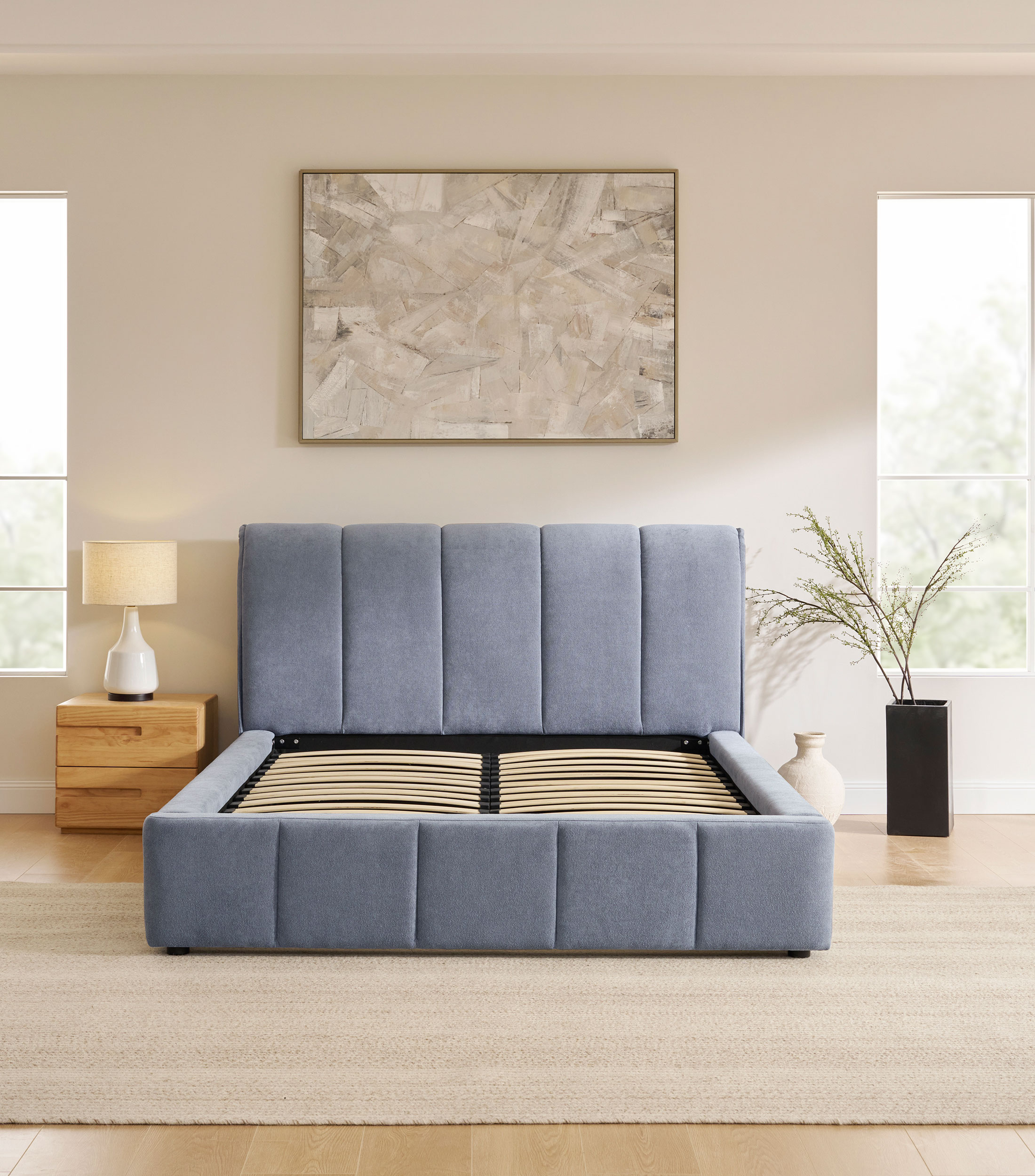 Cama Queen Size Willow Slate en tela
