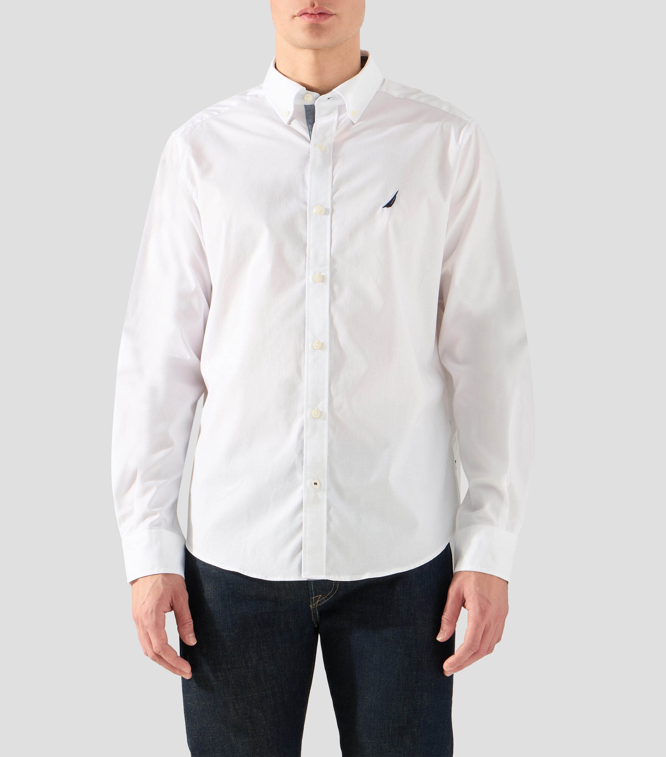 Camisa lisa con manga larga Hombre