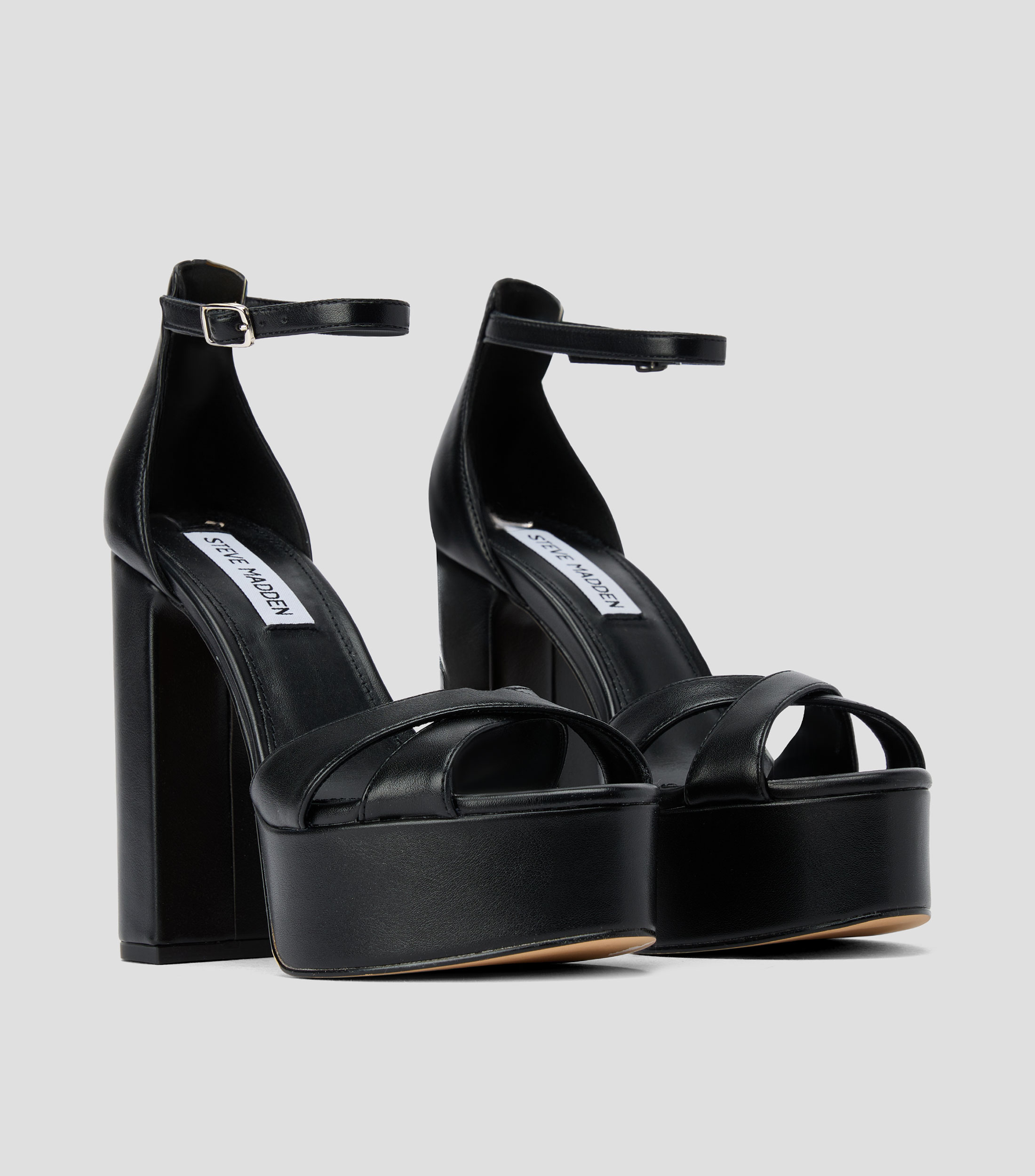 Sandalias de tacón alto ancho lisas Mujer