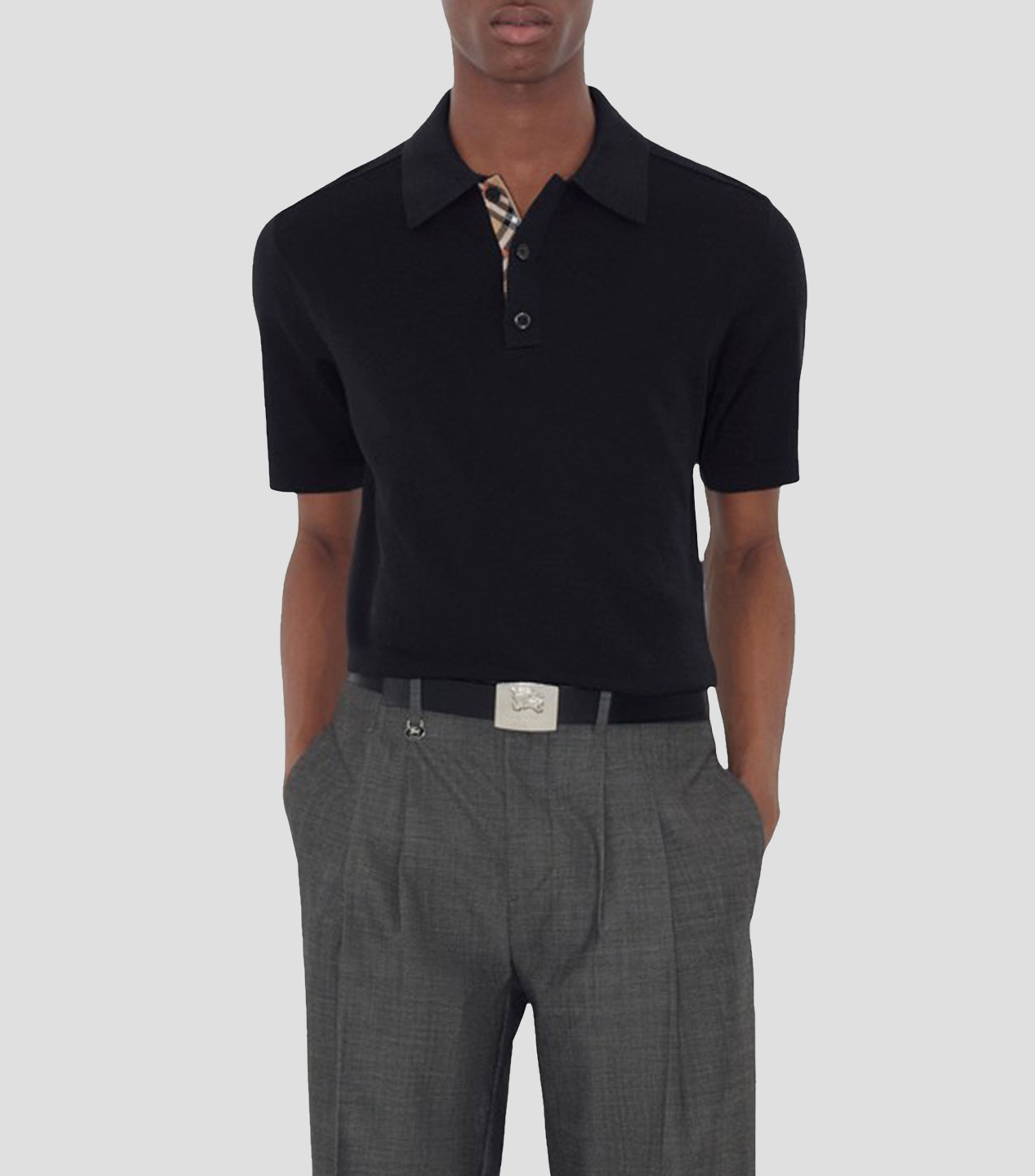 Playera tipo polo de manga corta lisa Hombre
