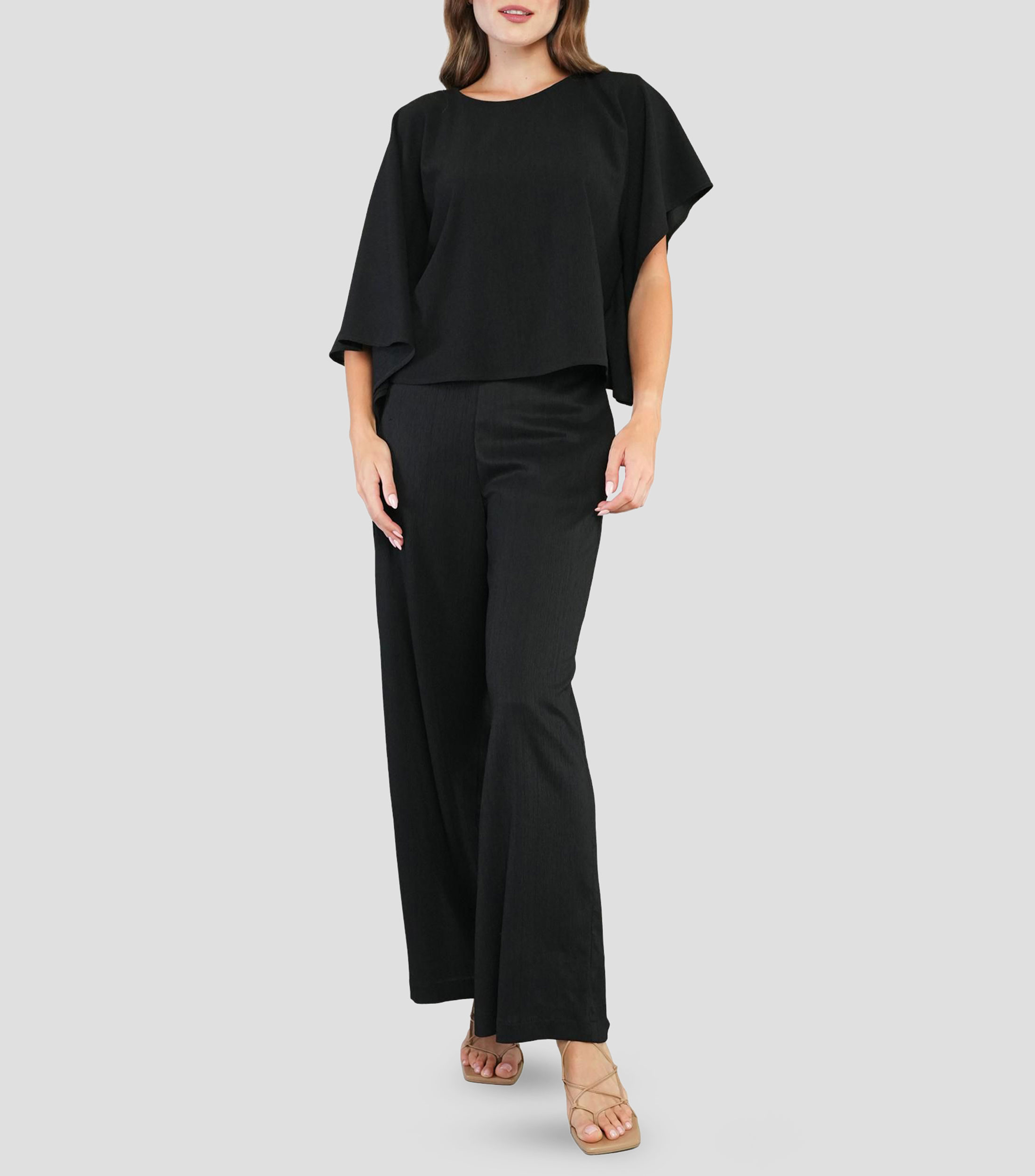 Blusa lisa de manga 7/8 Mujer