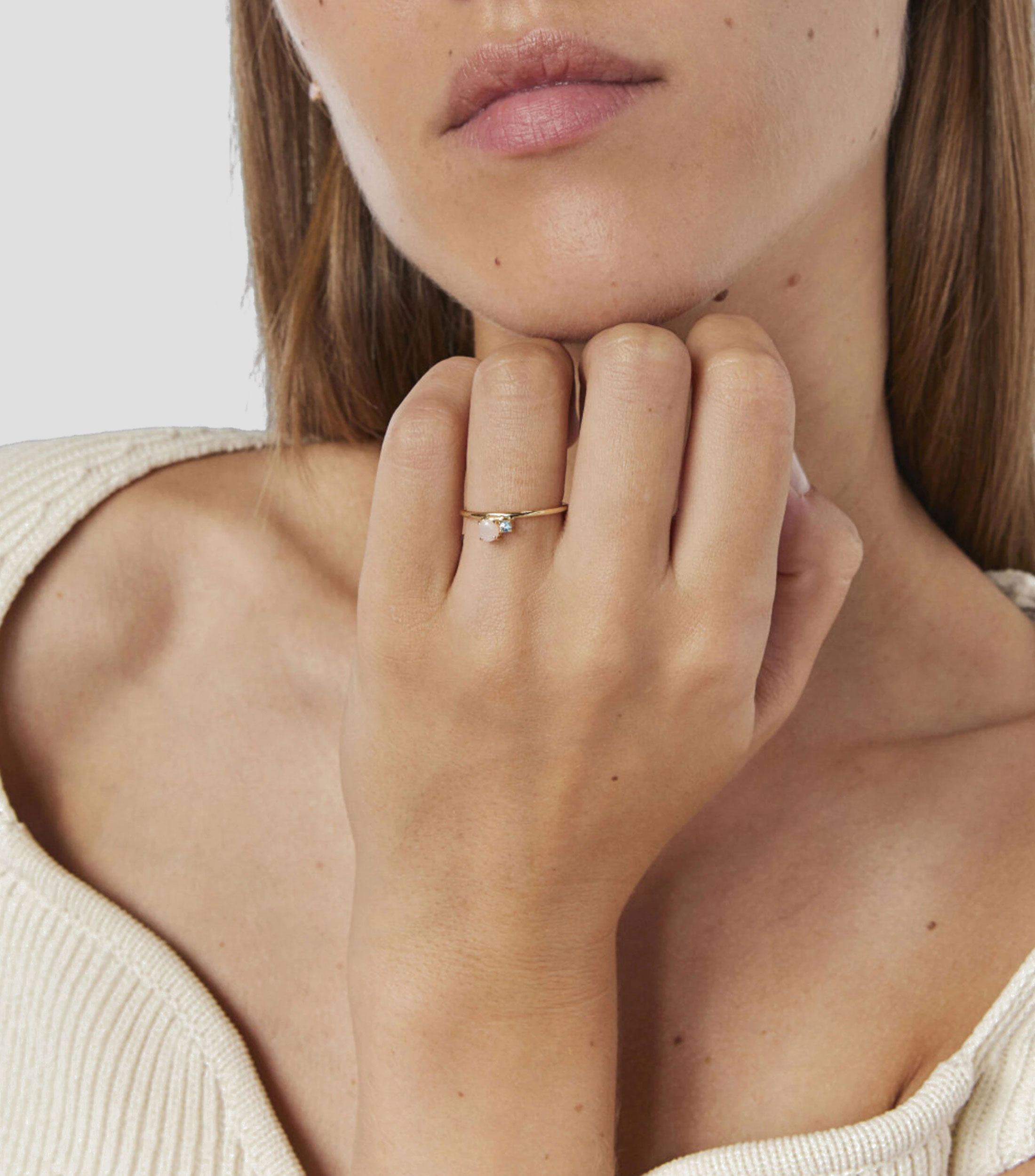 Anillo en Oro amarillo 18 Kilates Mini Ivette con gemas Mujer Talla 6