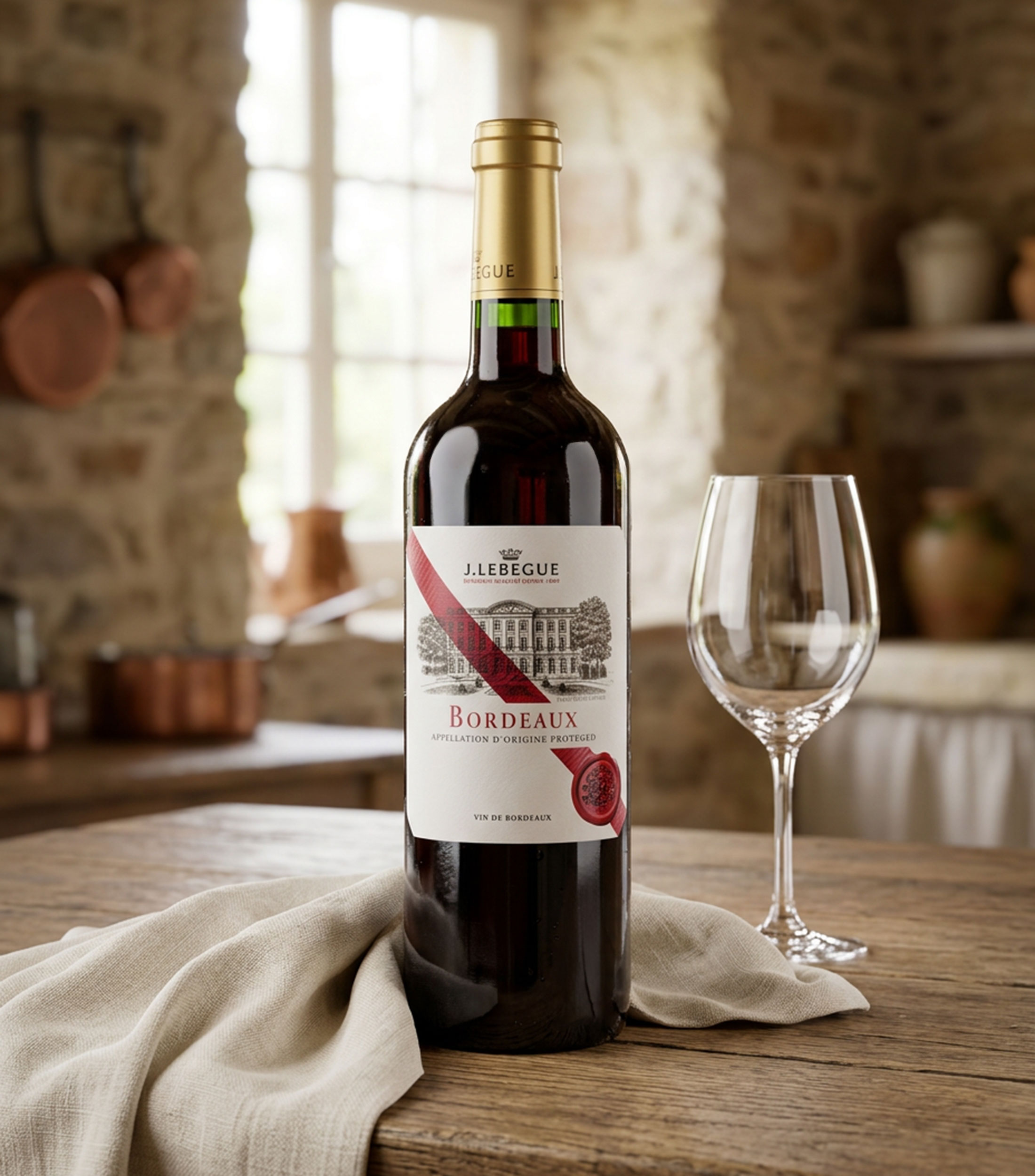 Vino Tinto Cabernet Sauvignon J. Lebegue Bordeaux 2023, 750 ml