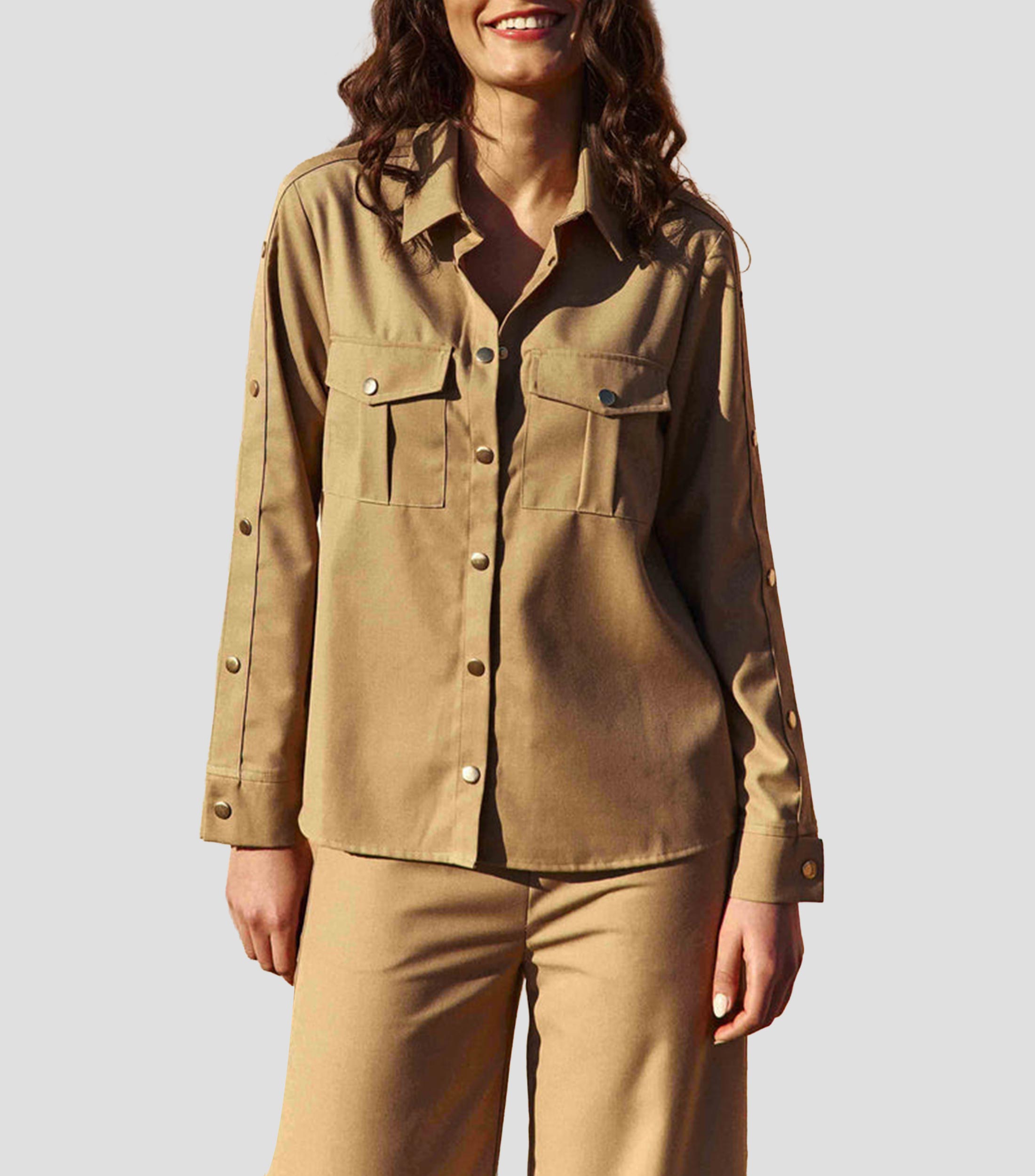 Camisa lisa manga larga Mujer
