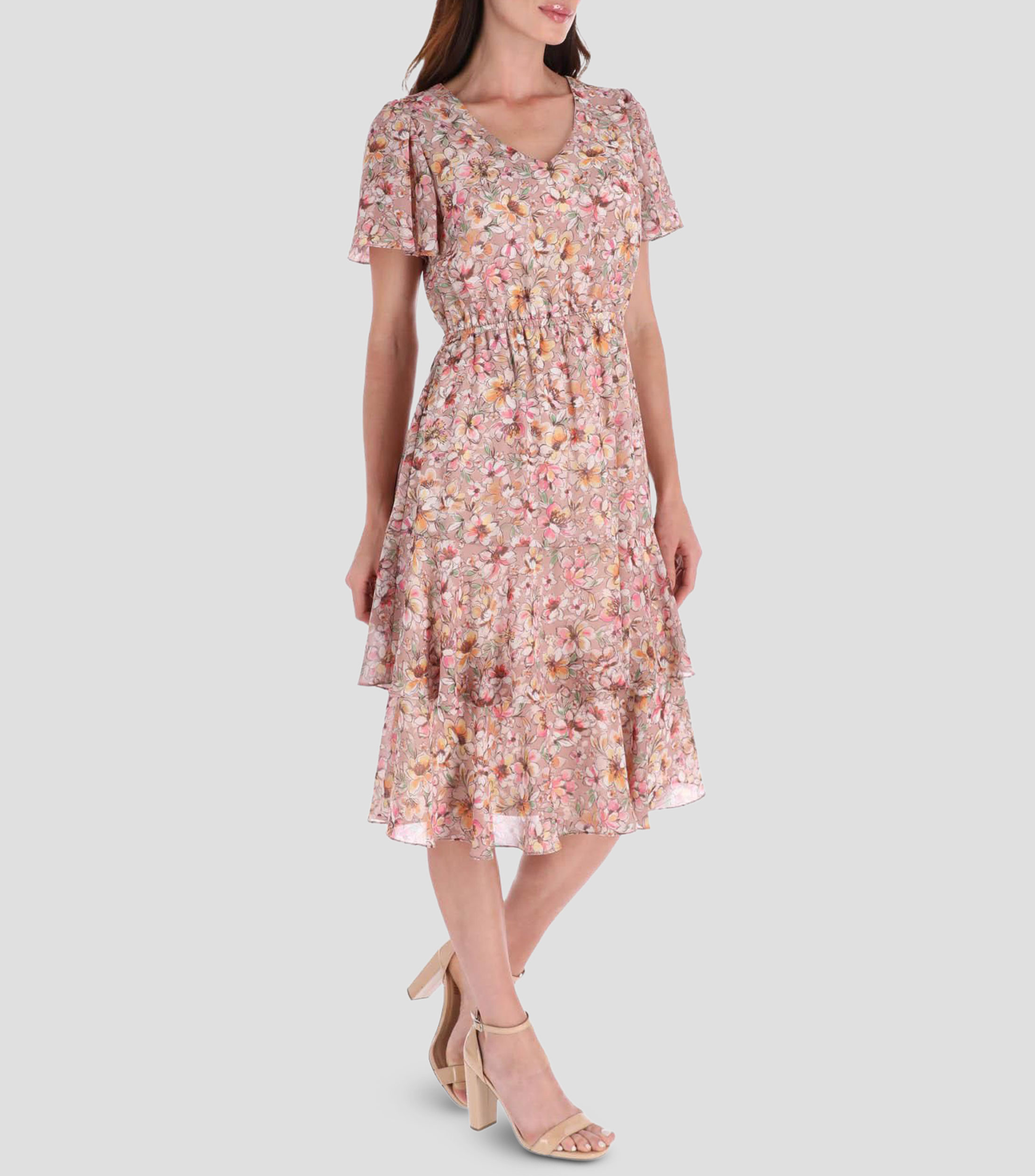 Vestido midi con estampado Mujer