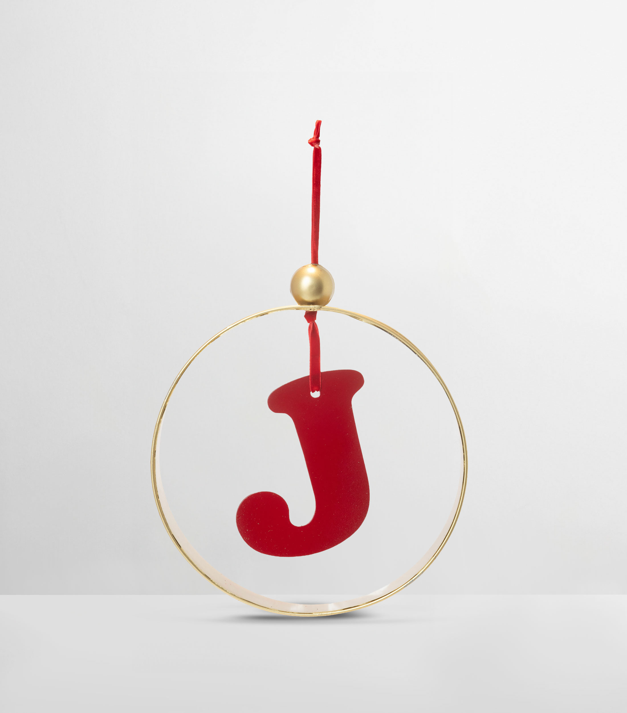 Ornamento Navideño Aro Letra J en metal y madera