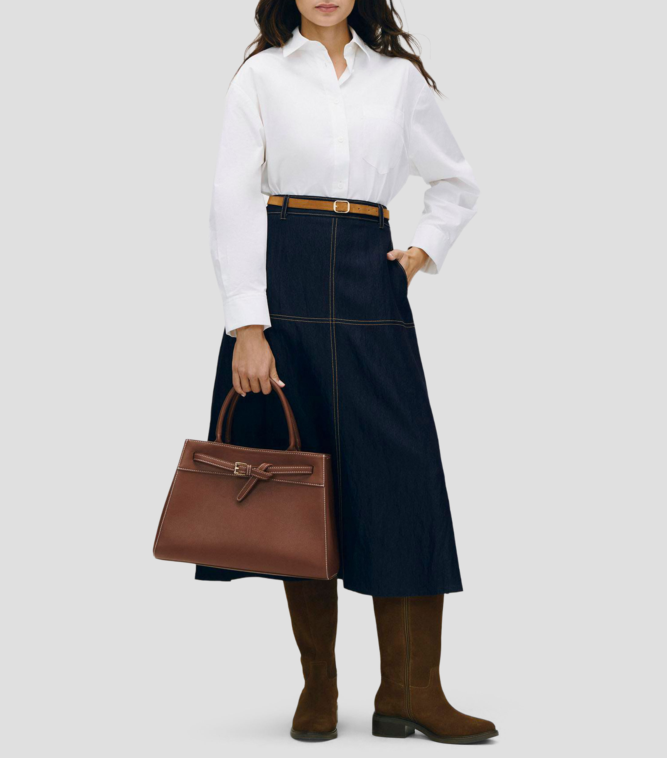 Camisa blanca oversized punta francesa en aletilla Mujer