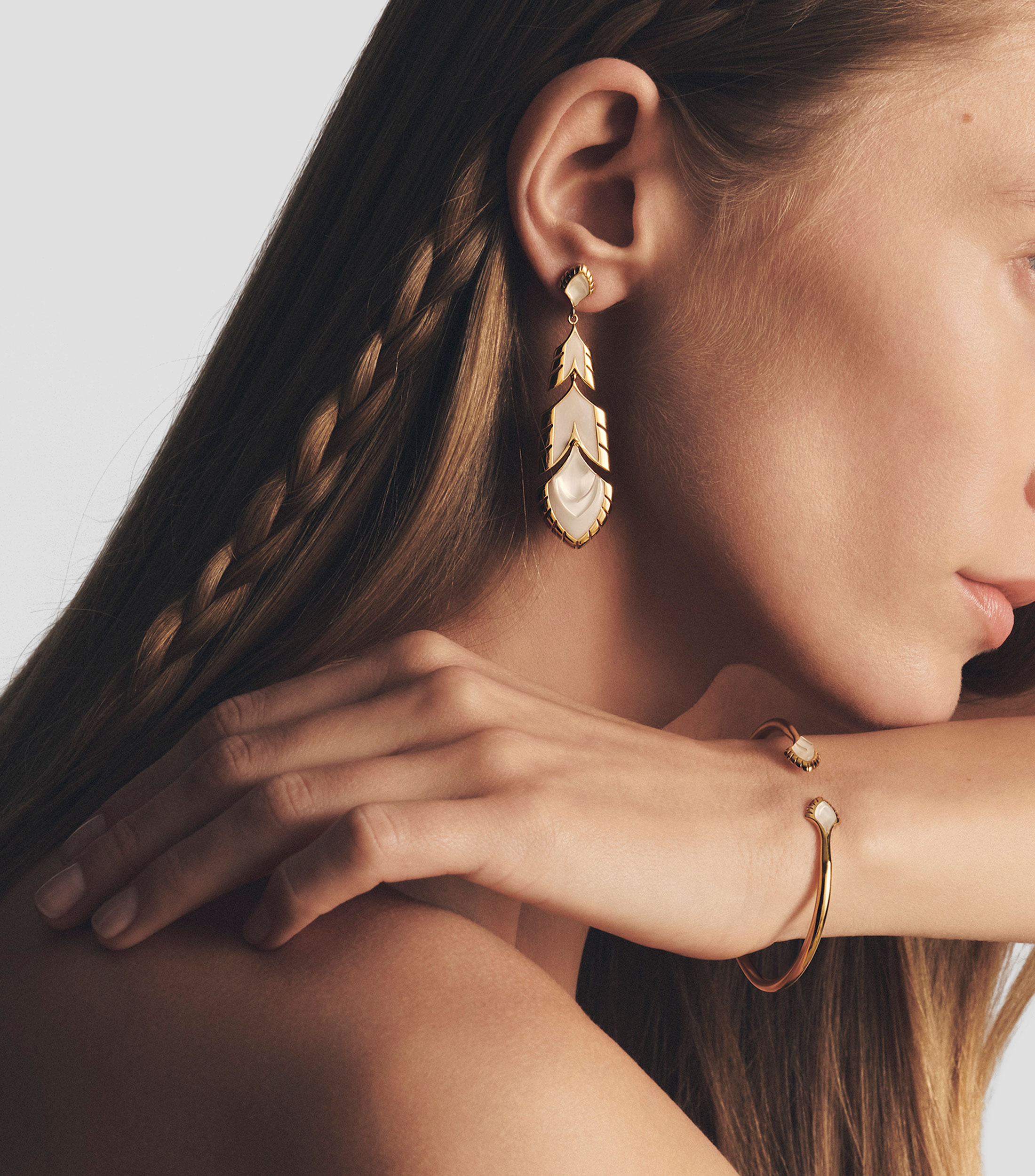Pulsera flexible con chapa de oro de 18 kilates cristales Paon Small Mujer