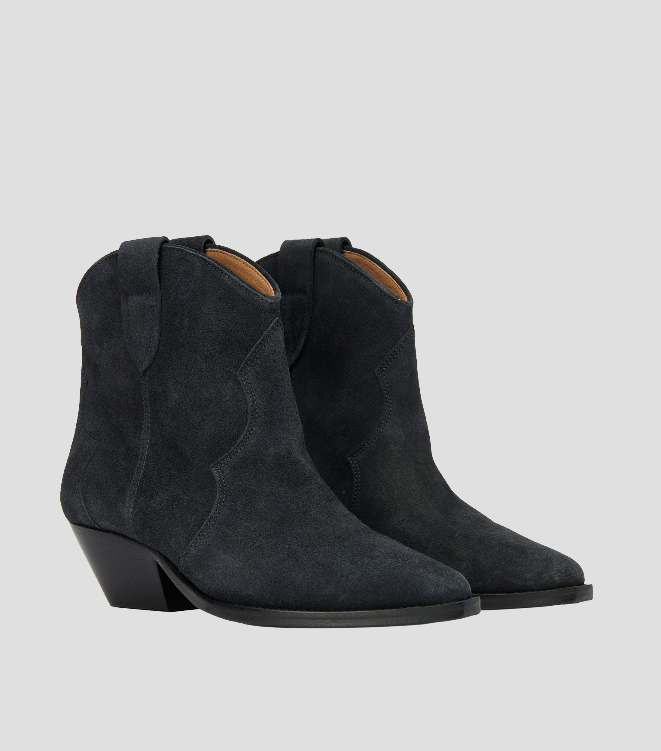 Botas vaqueras cortas Dewina en piel con tacón bajo ancho Mujer
