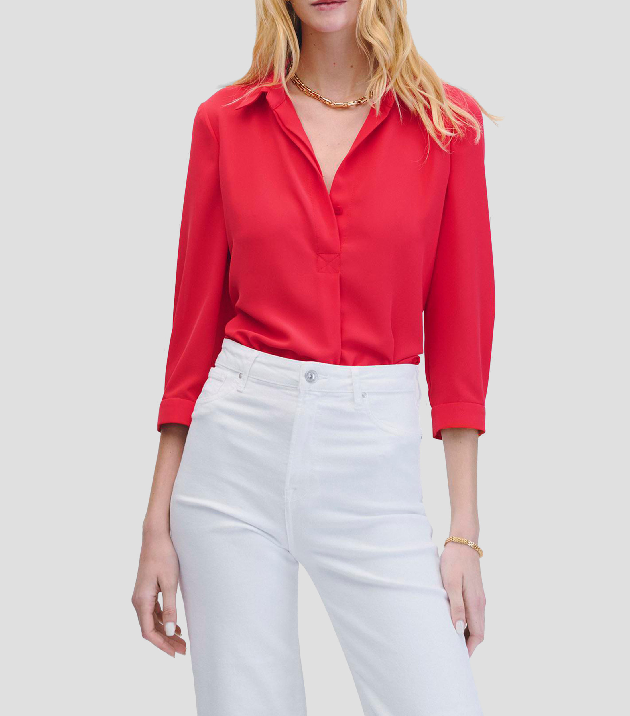 Blusa Camisera Manga 3/4 Mujer