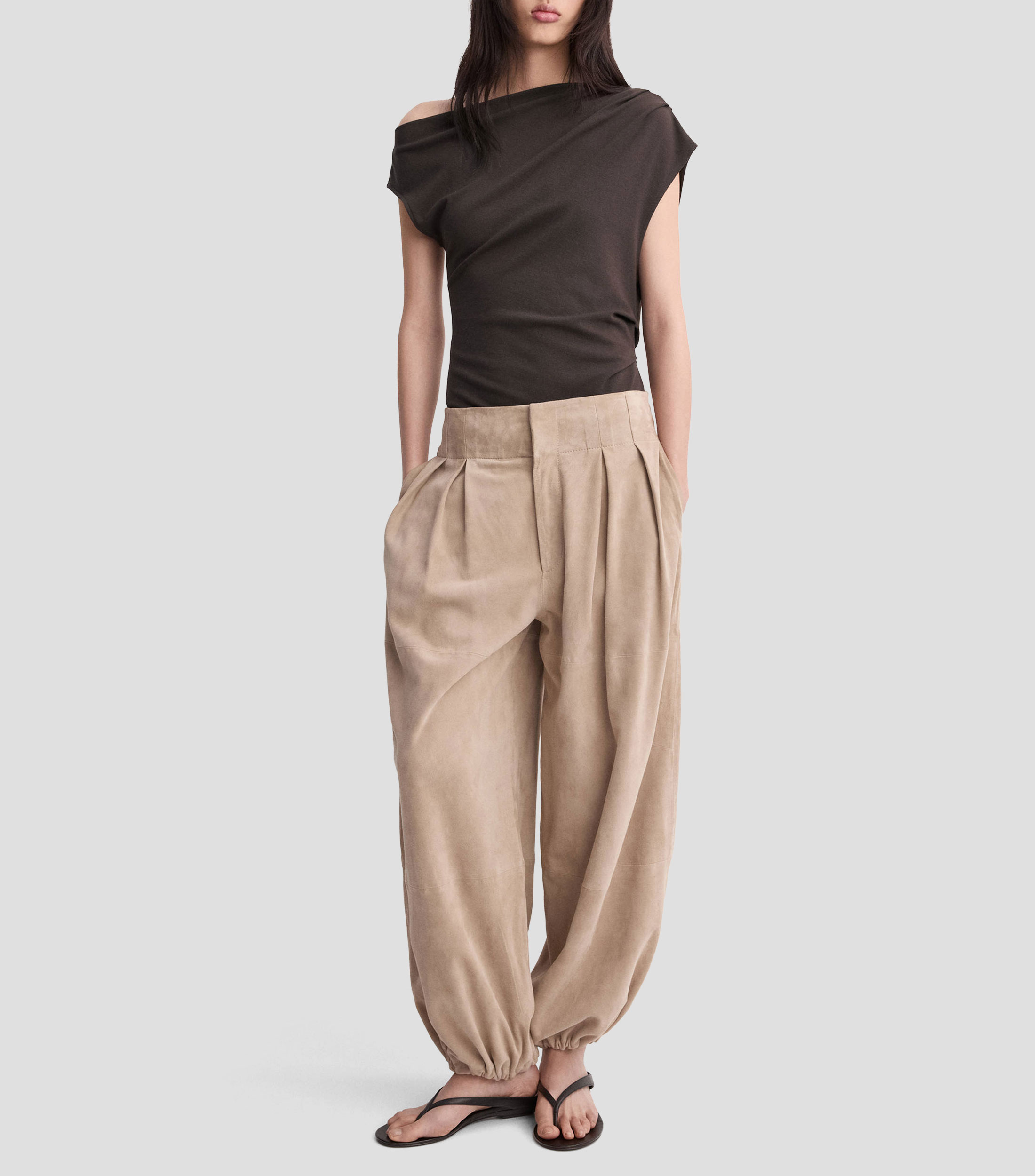 Top cuello asimétrico sin mangas liso Mujer