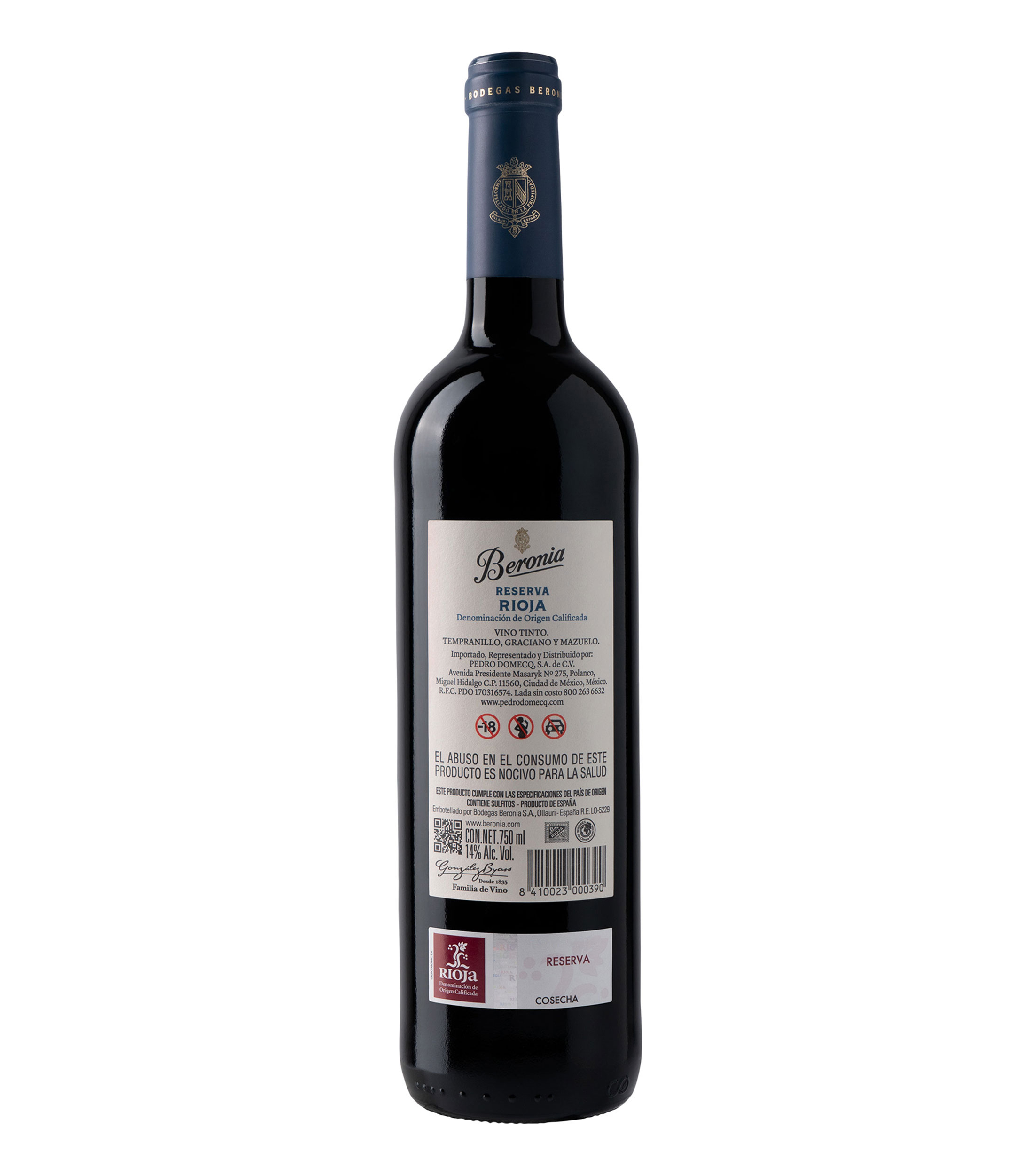 Vino Tinto Tempranillo Reserva, 750 ml