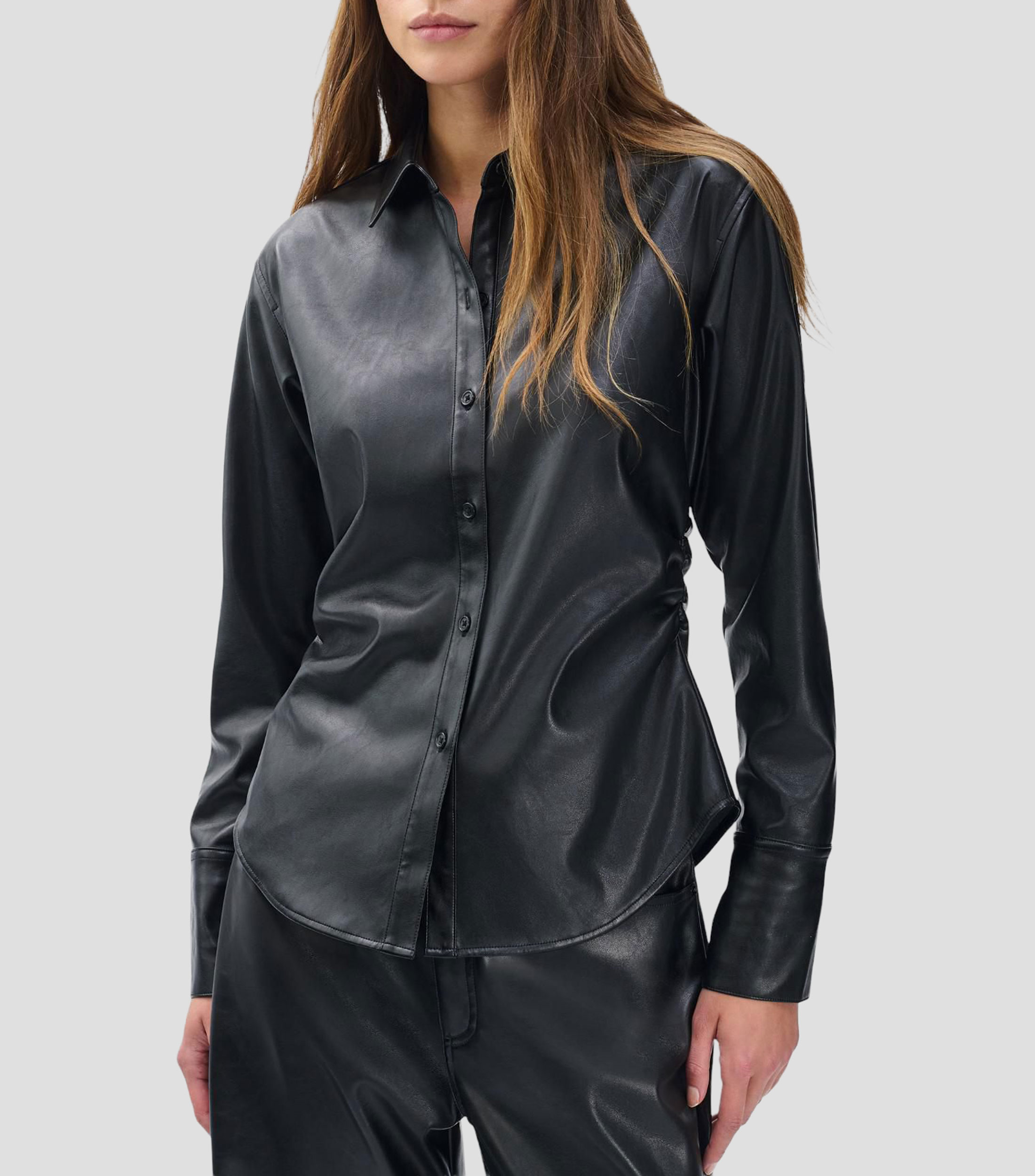 Camisa lisa con manga larga Mujer