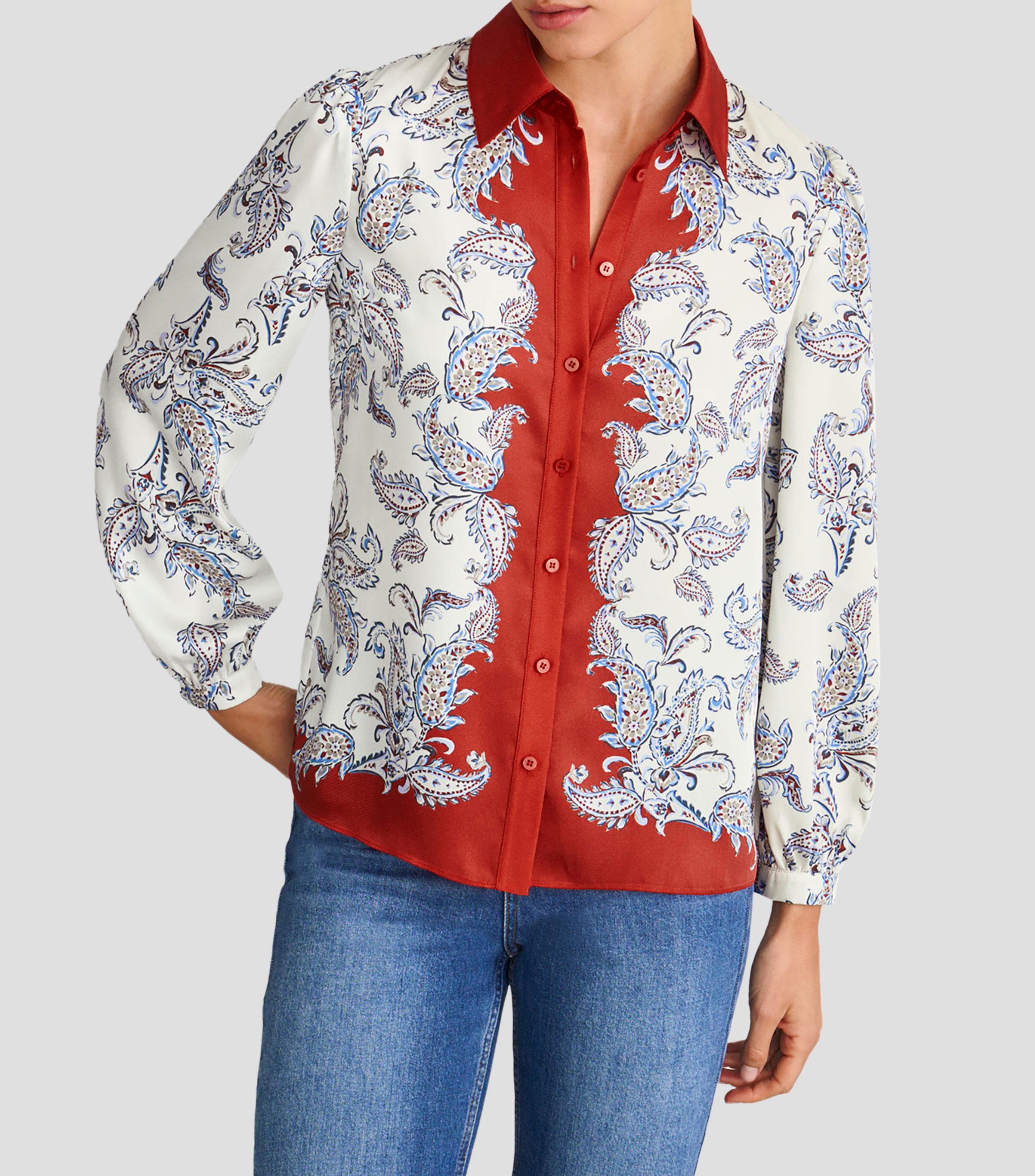 Camisa estampada manga larga Mujer