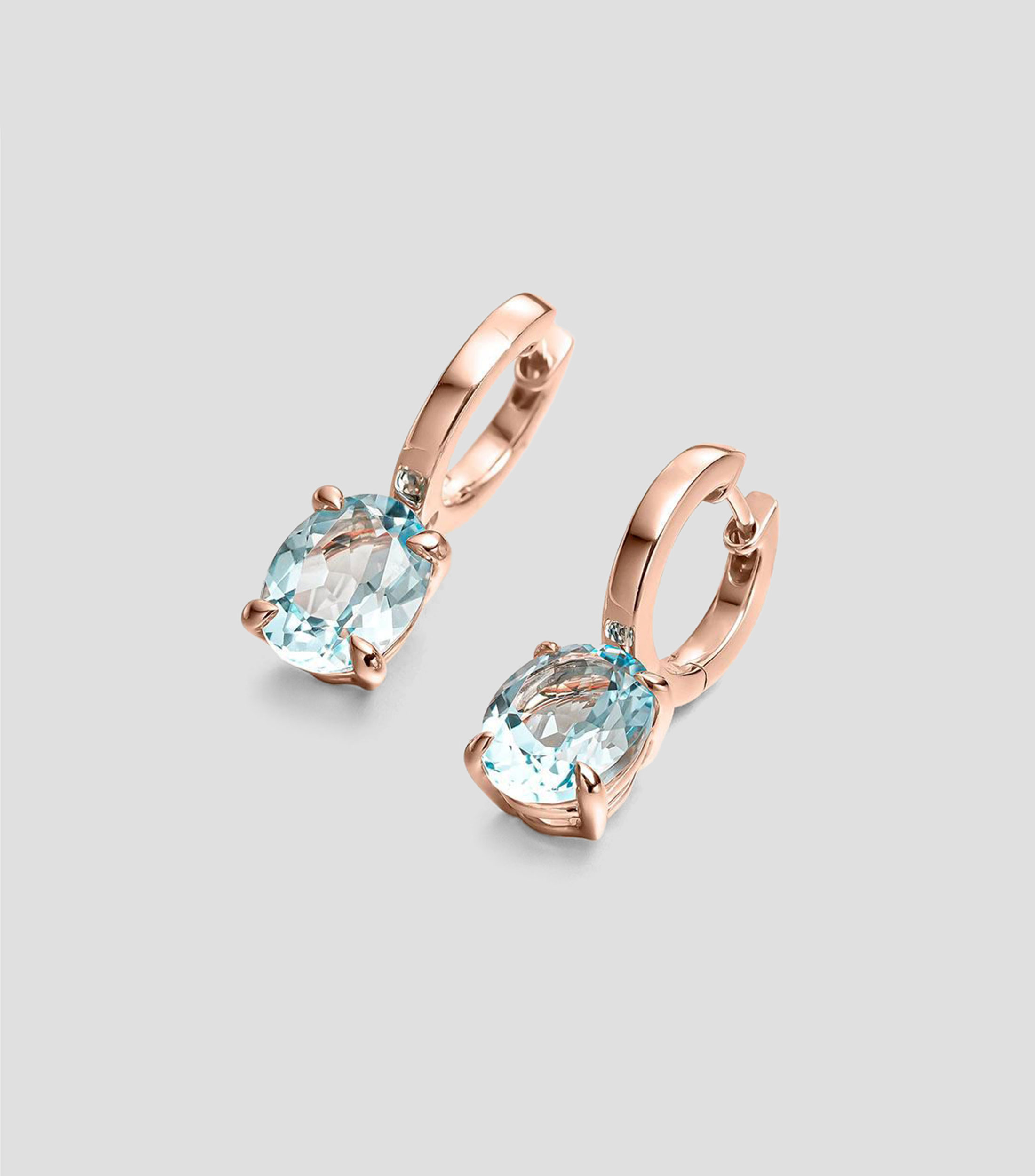 Pendientes en plata .925 bañada en oro rosa con topacio Elúa Mujer
