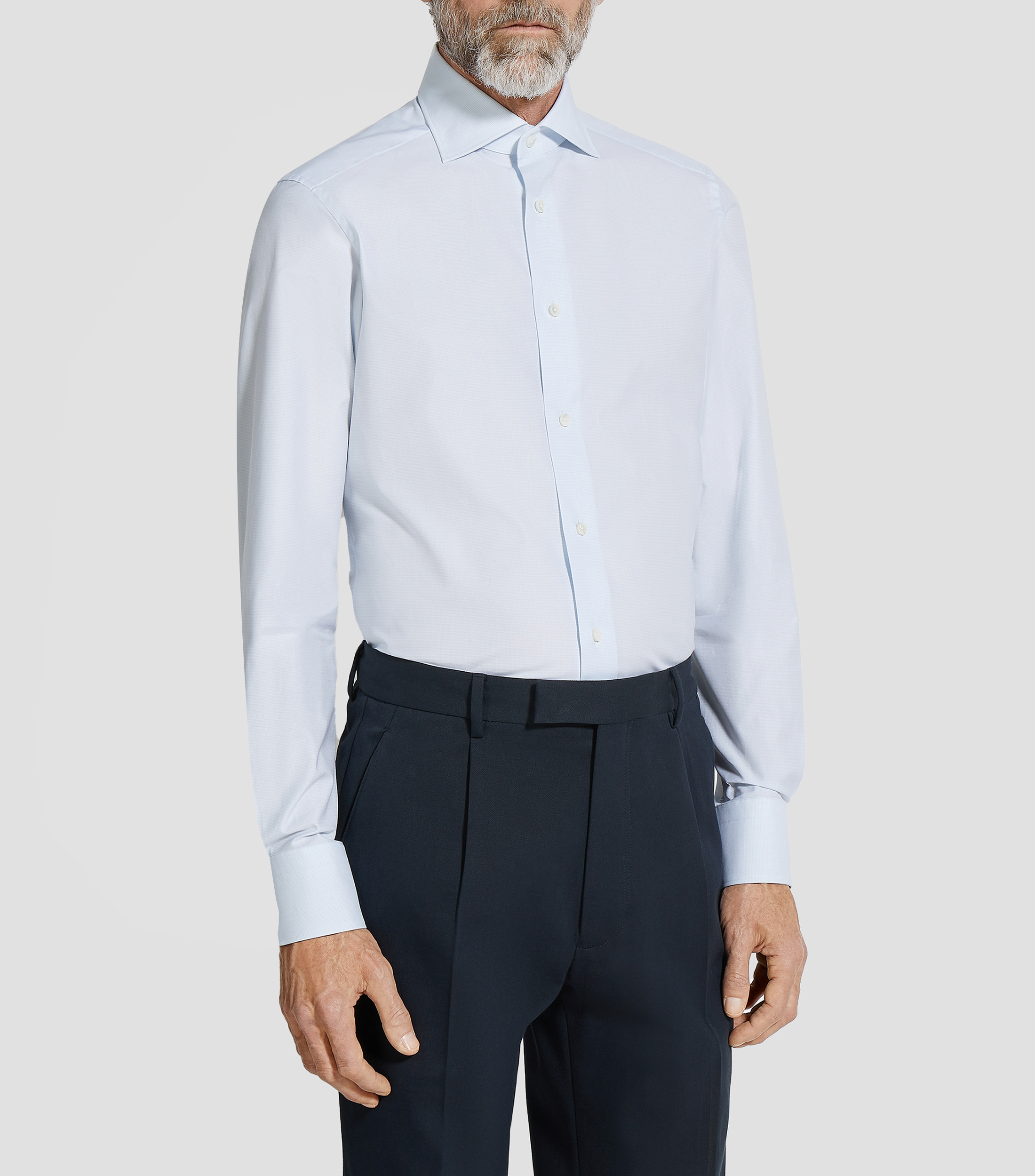 Camisa sólida de manga larga Hombre