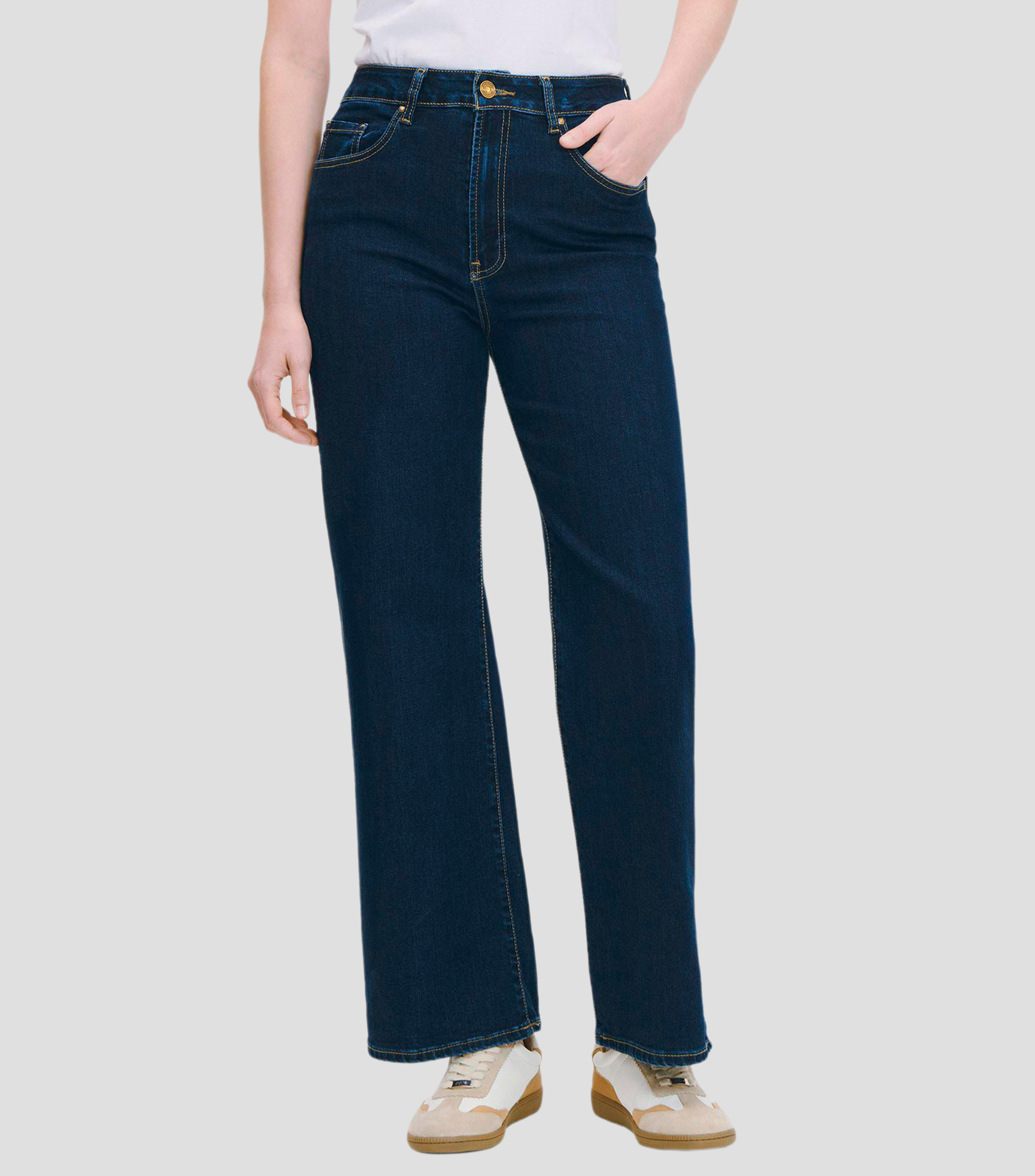 Jeans Wide Leg Tiro Alto Índigo
