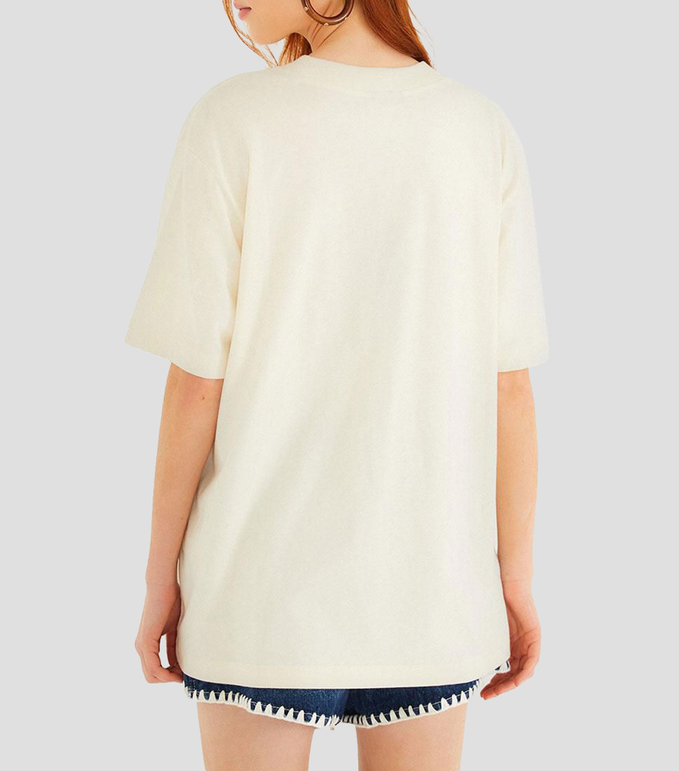 Playera de cuello redondo con manga corta estampada Mujer