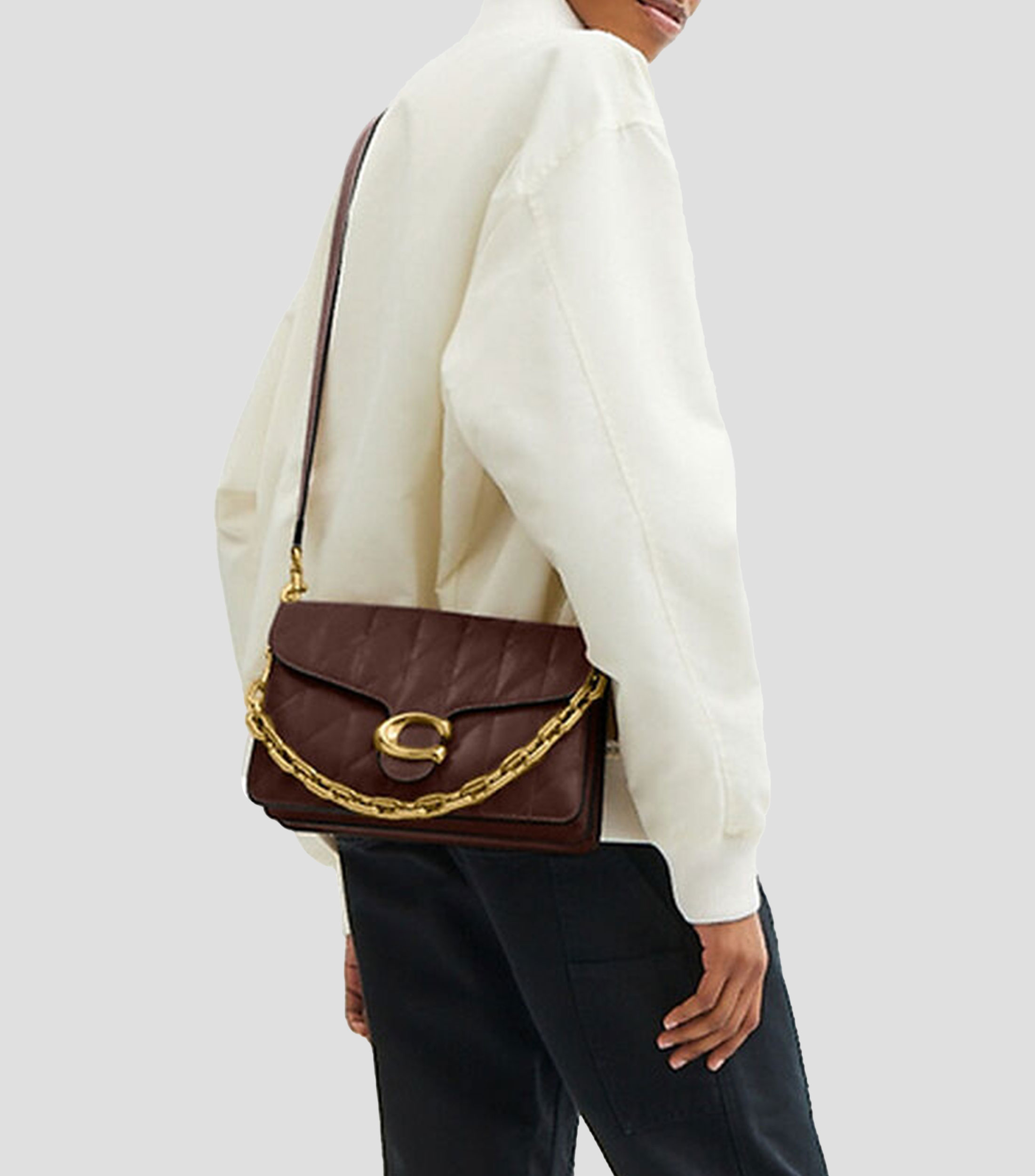 Bolsa Shoulder en piel Chain Tabby con pespuntes Mujer